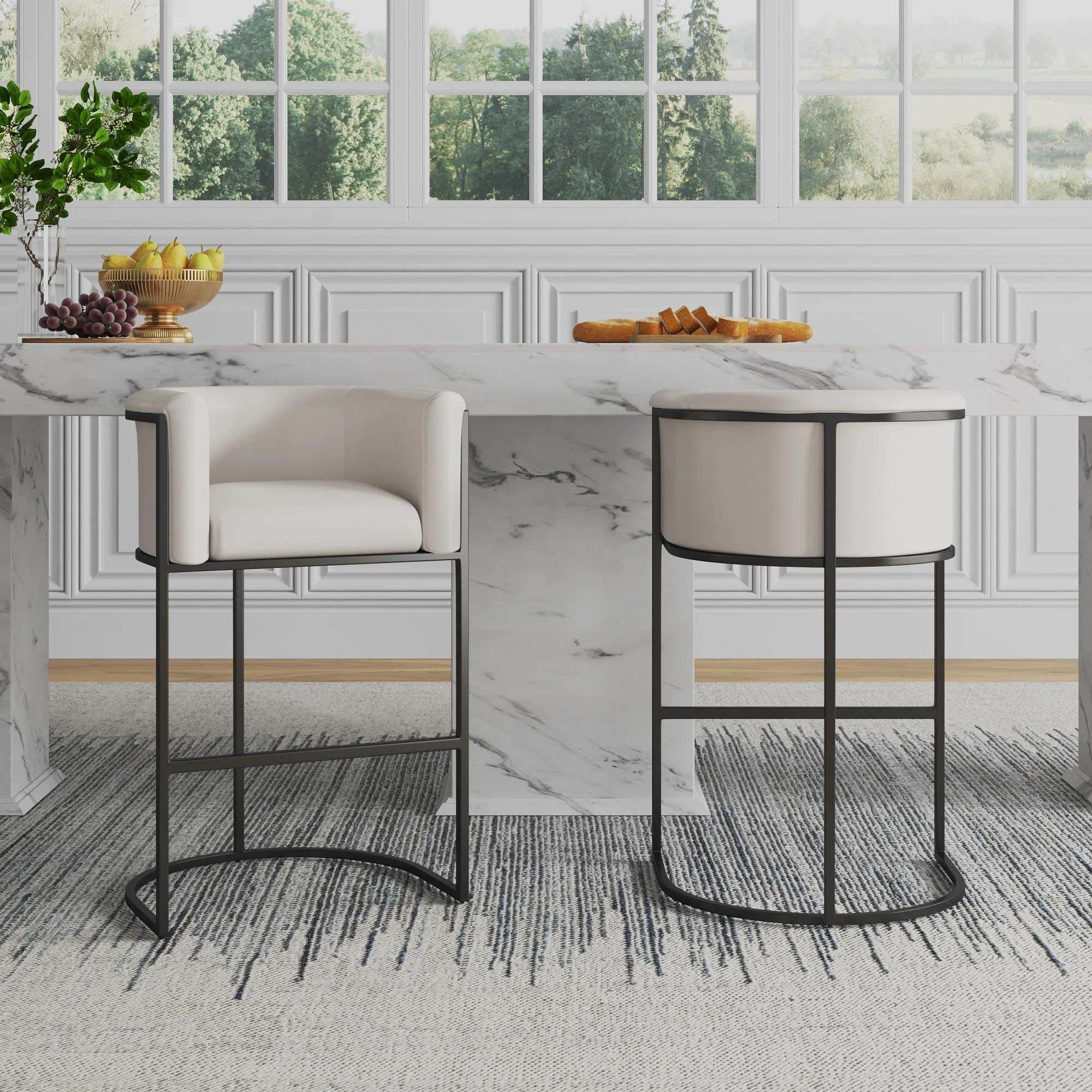 Cosmopolitan Barstool in Cream and Black (set of 3) - Image 2