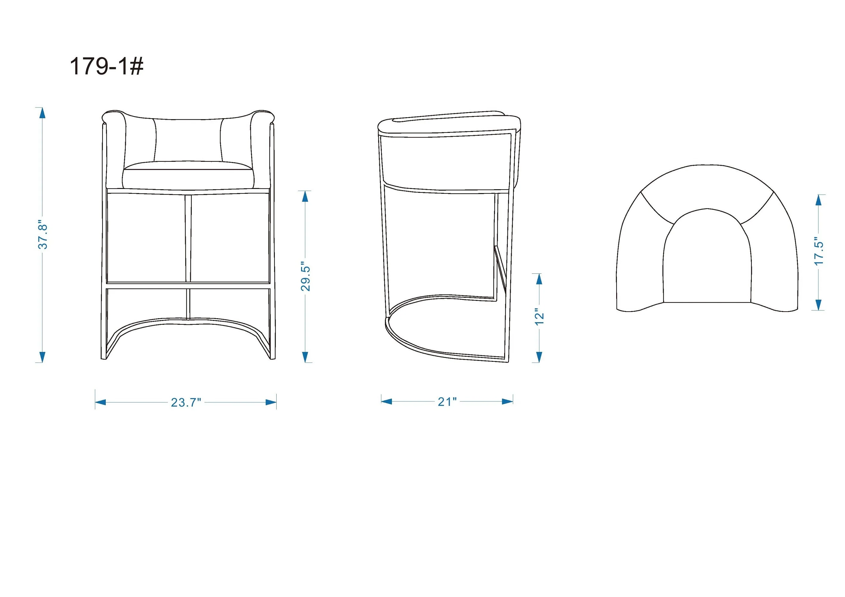 Cosmopolitan Barstool in Cream and Black (set of 3) - Image 3