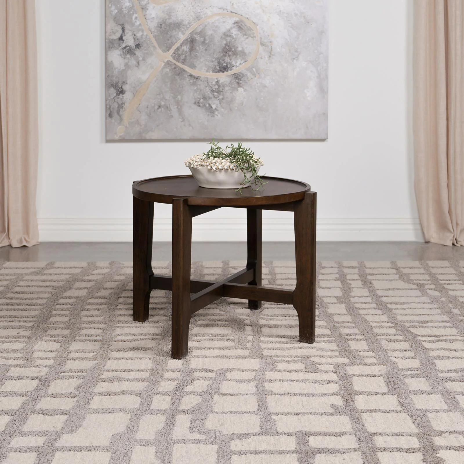 Cota Dark Brown Round Solid Wood End Table
