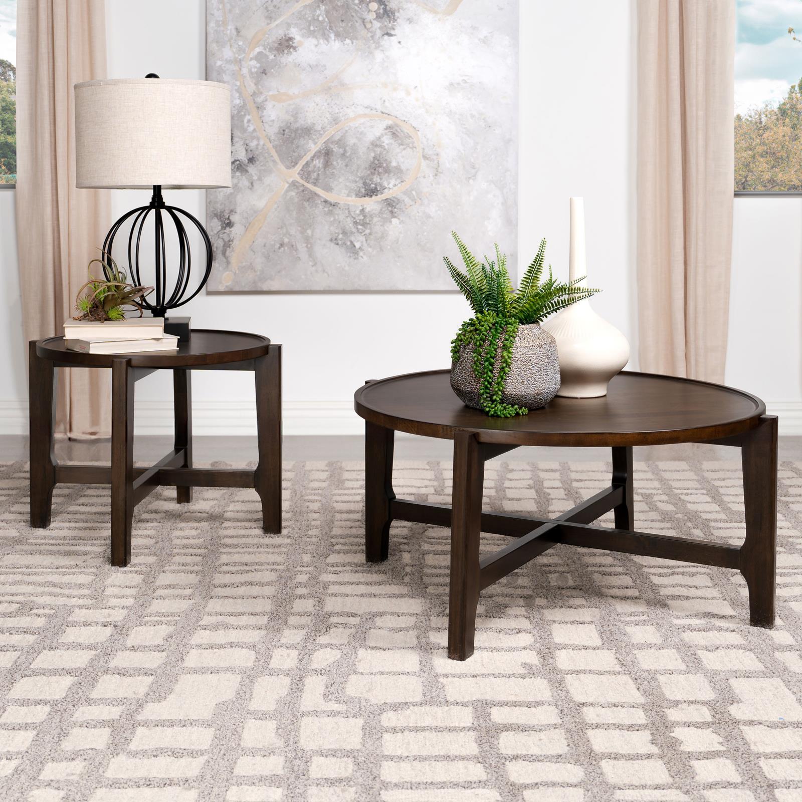 Cota Dark Brown Round Solid Wood End Table - Image 6