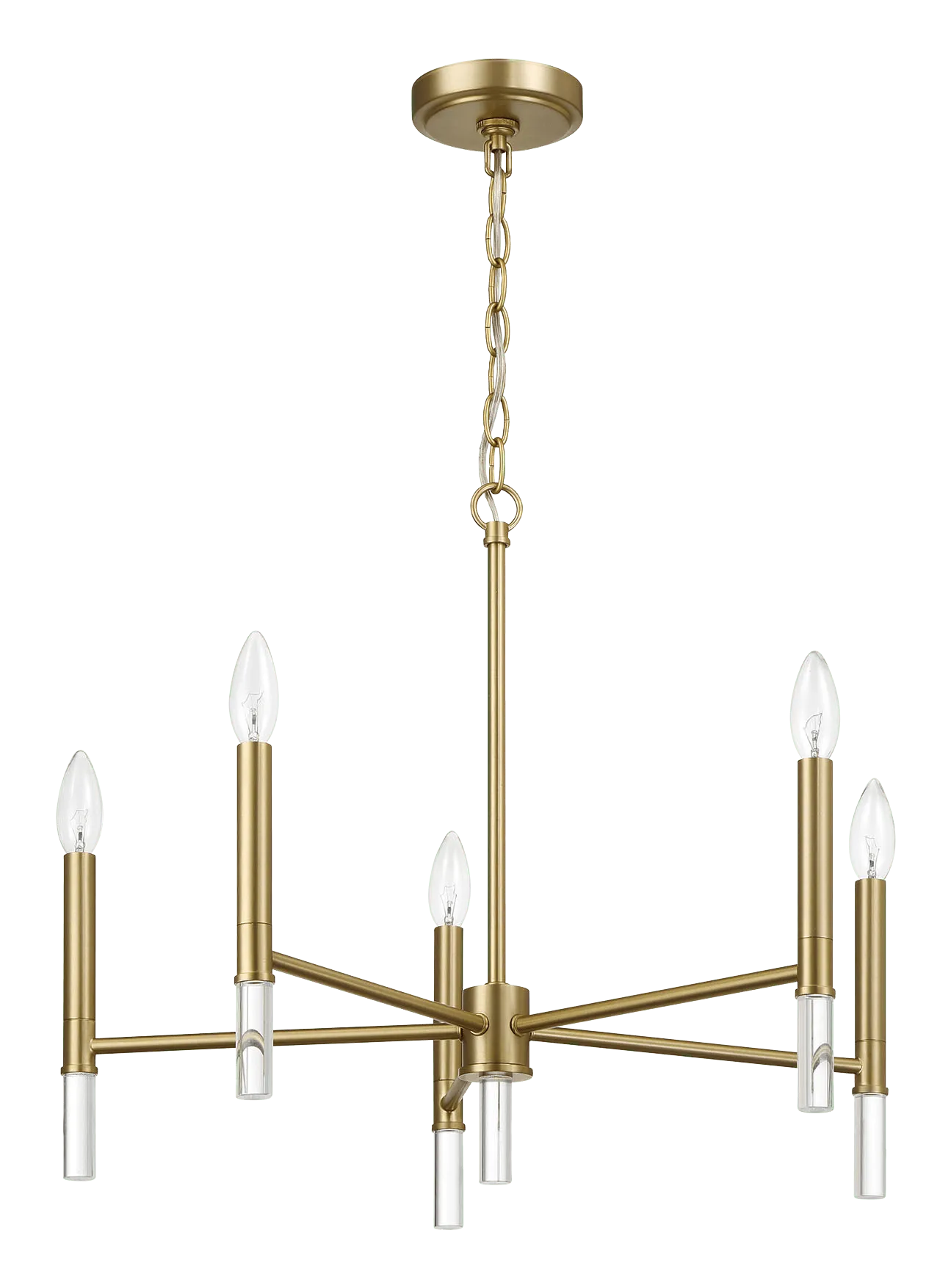 Courtyard Five Light Golden Brass Candle Light Chandelier 24"W × 17.75"H - Image 3