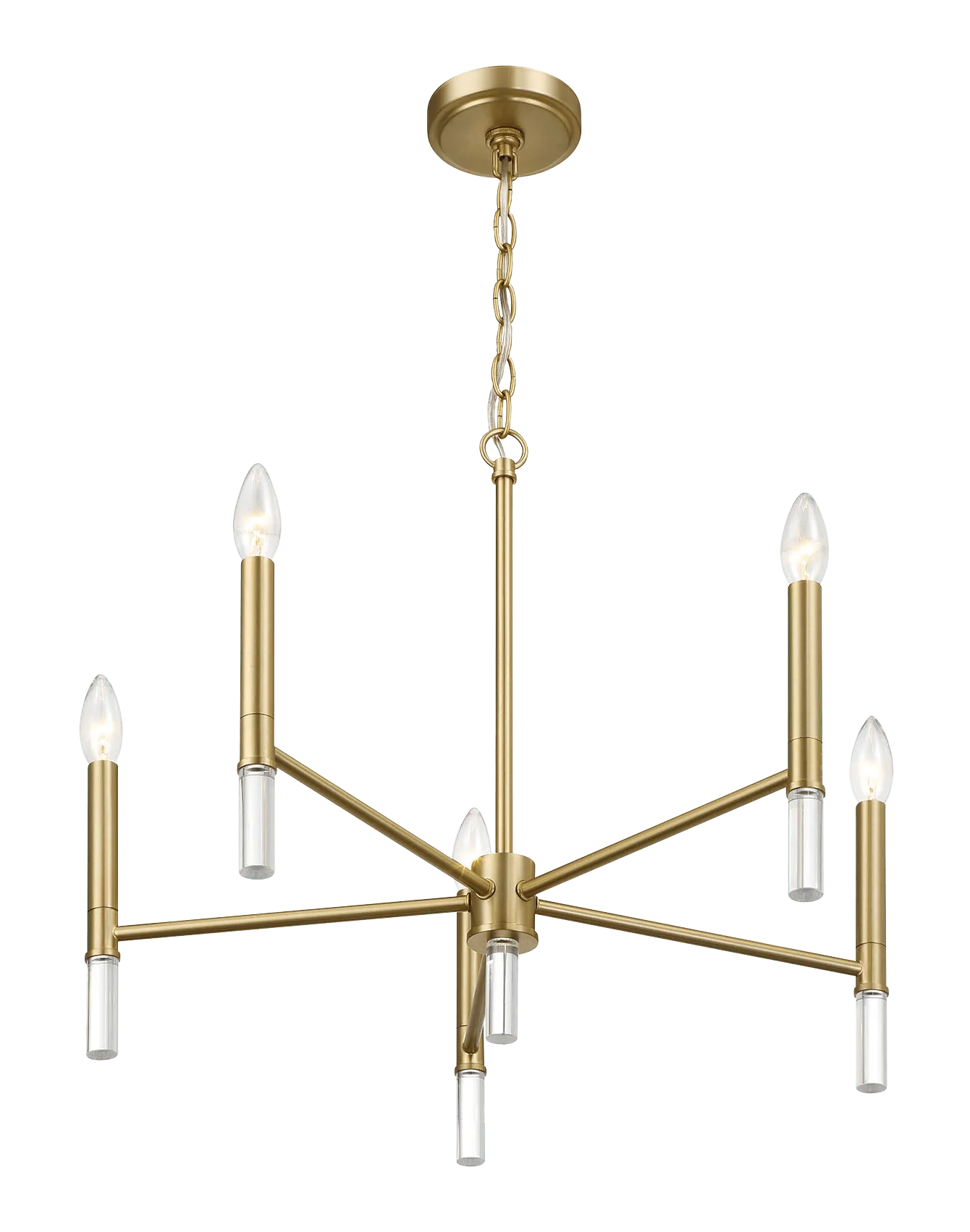 Courtyard Five Light Golden Brass Candle Light Chandelier 24"W × 17.75"H - Image 4