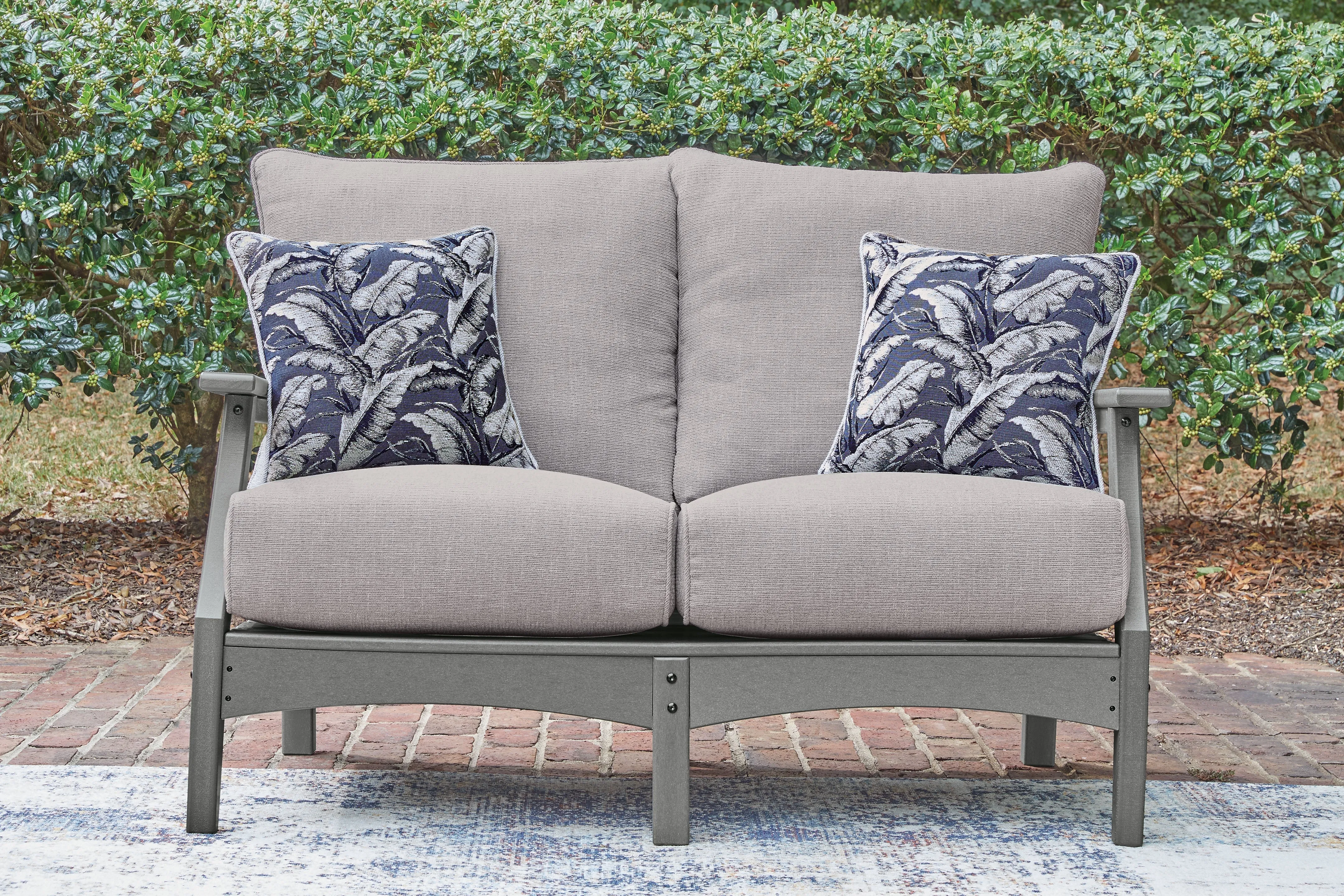 Cove Beach Gray Outdoor Sofa and Loveseat with Coffee Table - Image 3