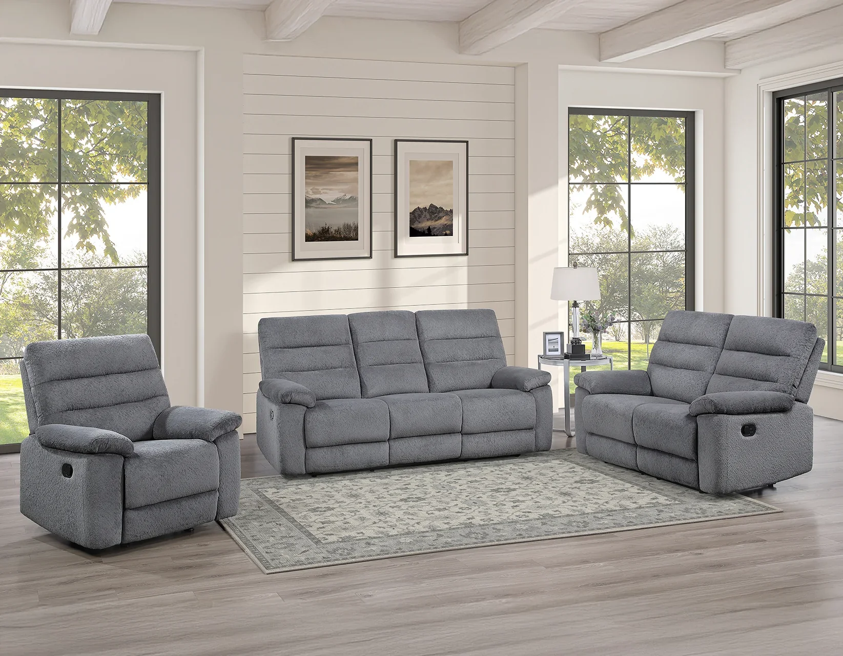 Cozy Gray Manual Recliner - Image 4