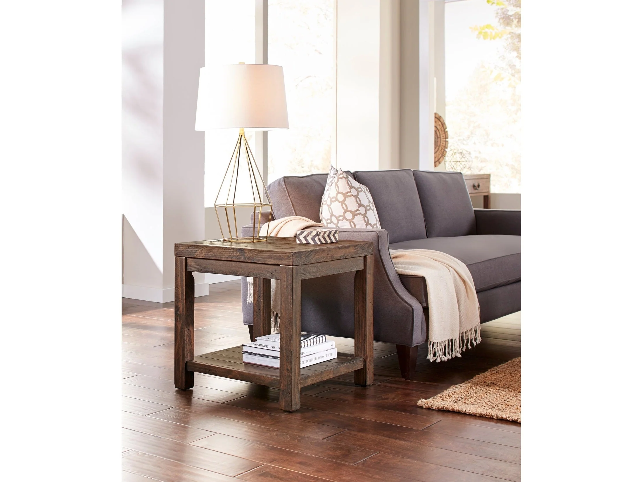 Craster Reclaimed Wood Square Side Table in Smoky Taupe