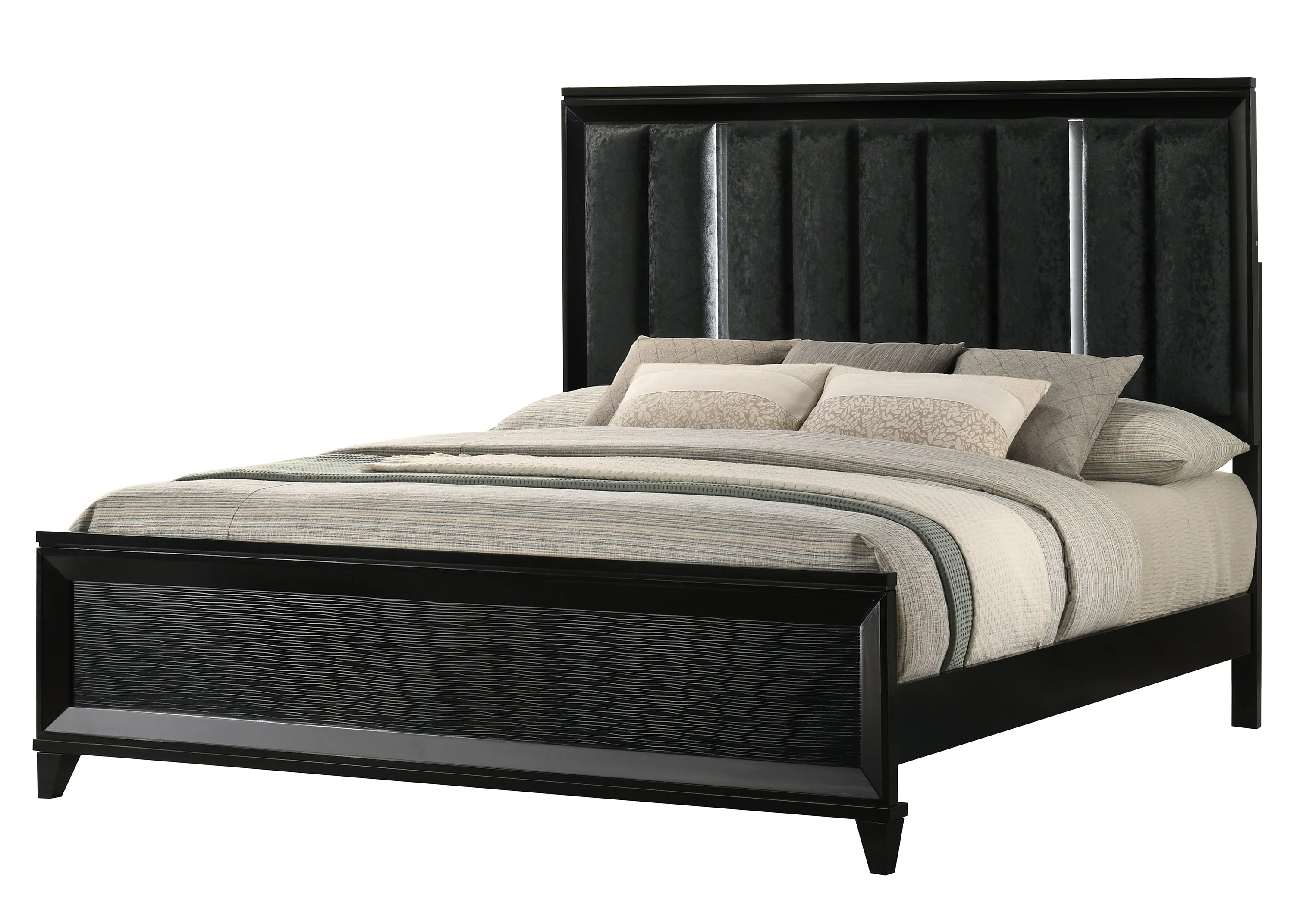 Cressida Black Upholstered LED Panel Bedroom Set - Image 3