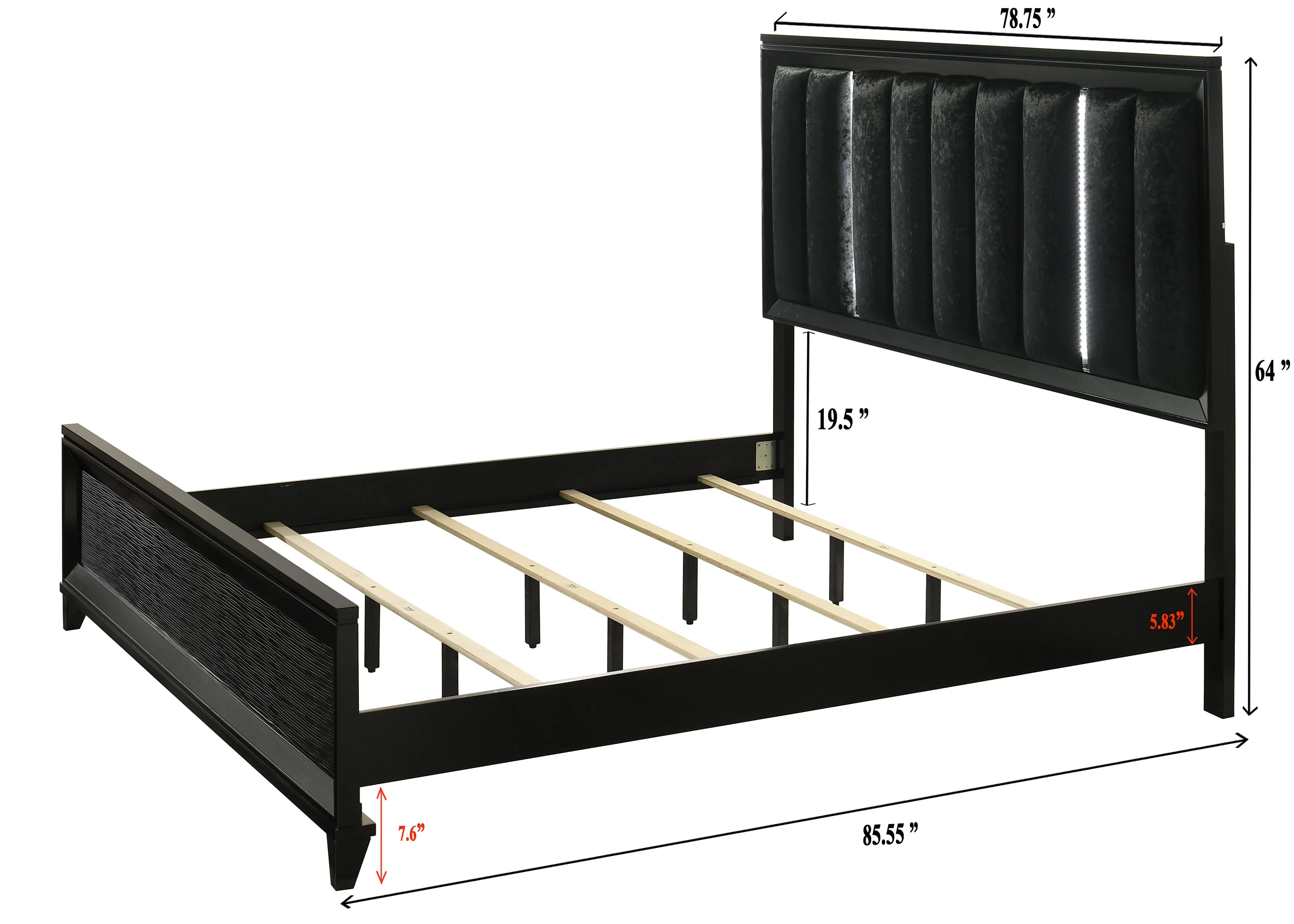 Cressida Black Upholstered LED Panel Bedroom Set - Image 5