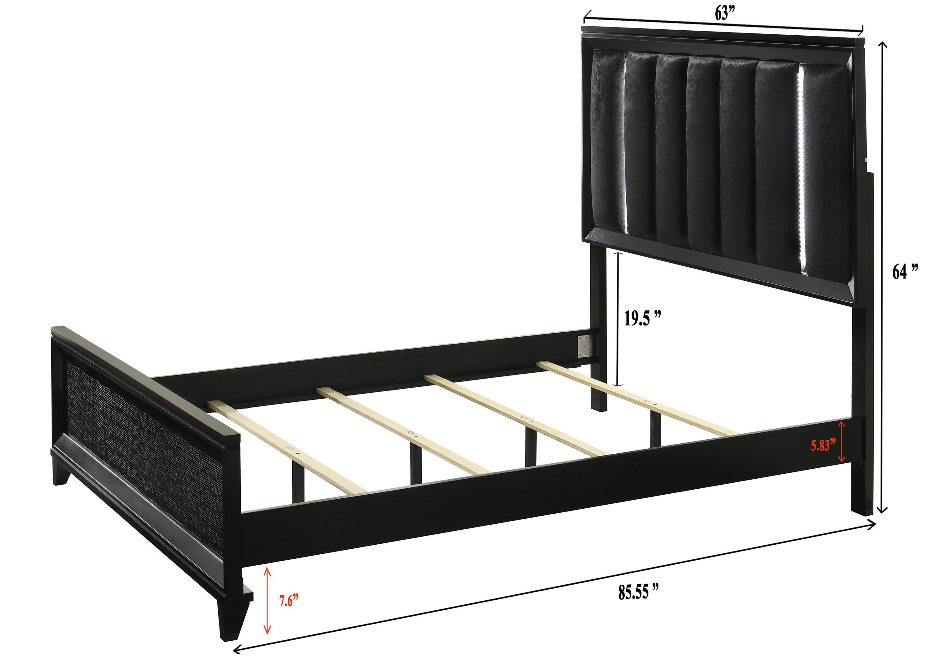 Cressida Black Upholstered LED Panel Bedroom Set - Image 8