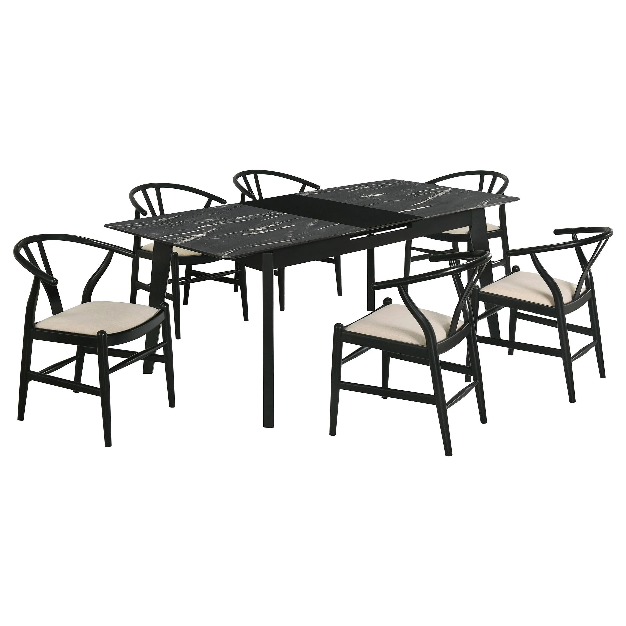 Crestmont Black 7-Piece Dining Set with Extension Leaf - Image 2