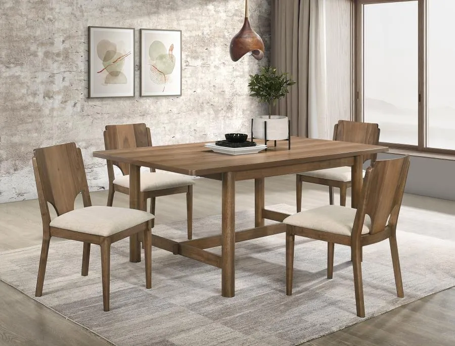 Crestmore Walnut 5-piece Rectangular Dining Table Set