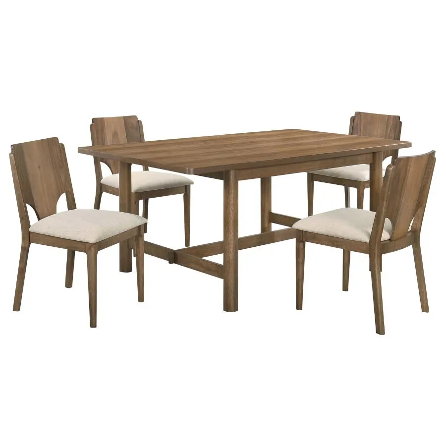 Crestmore Walnut 5-piece Rectangular Dining Table Set - Image 2