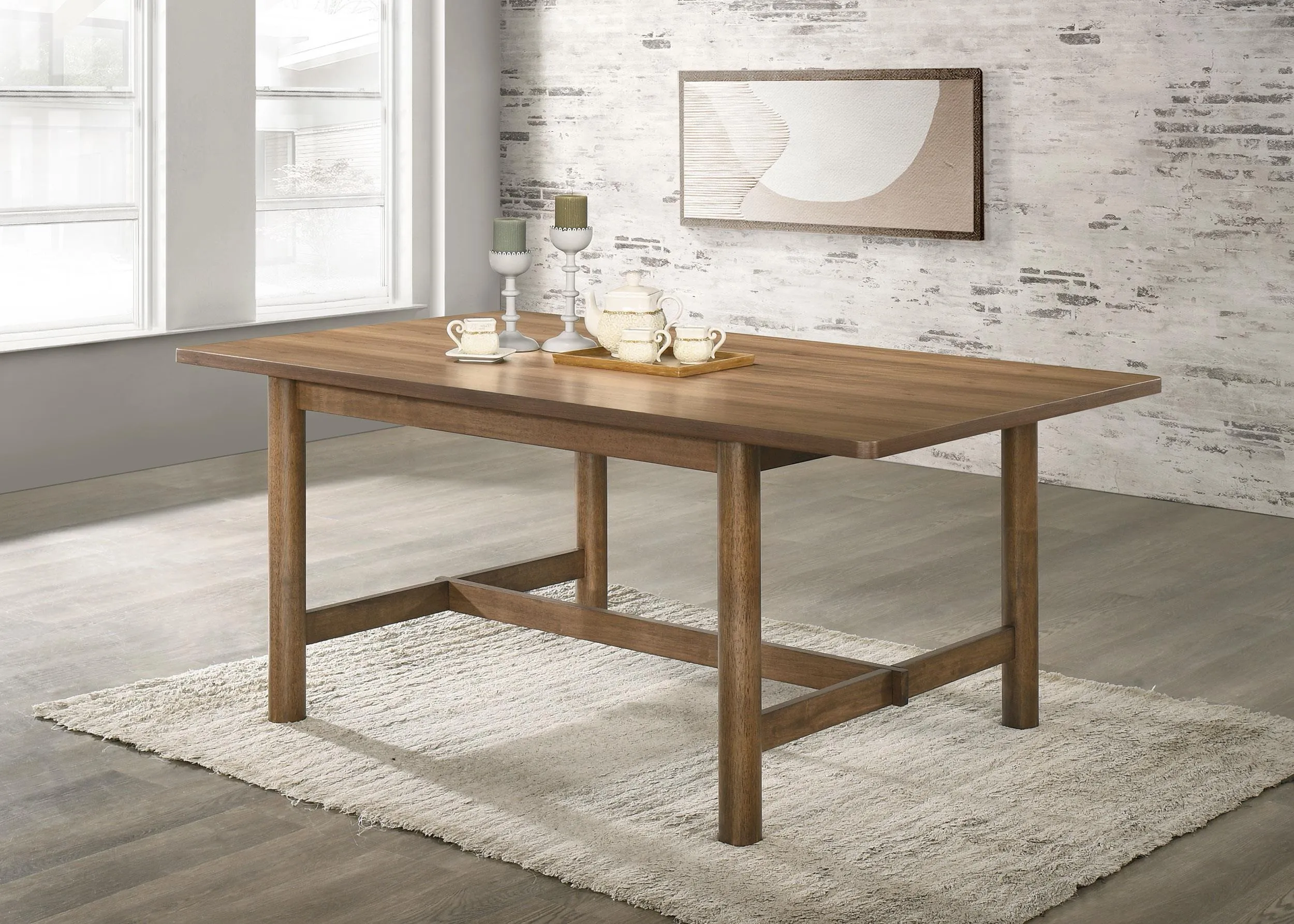Crestmore Walnut Rectangular Wood Dining Table