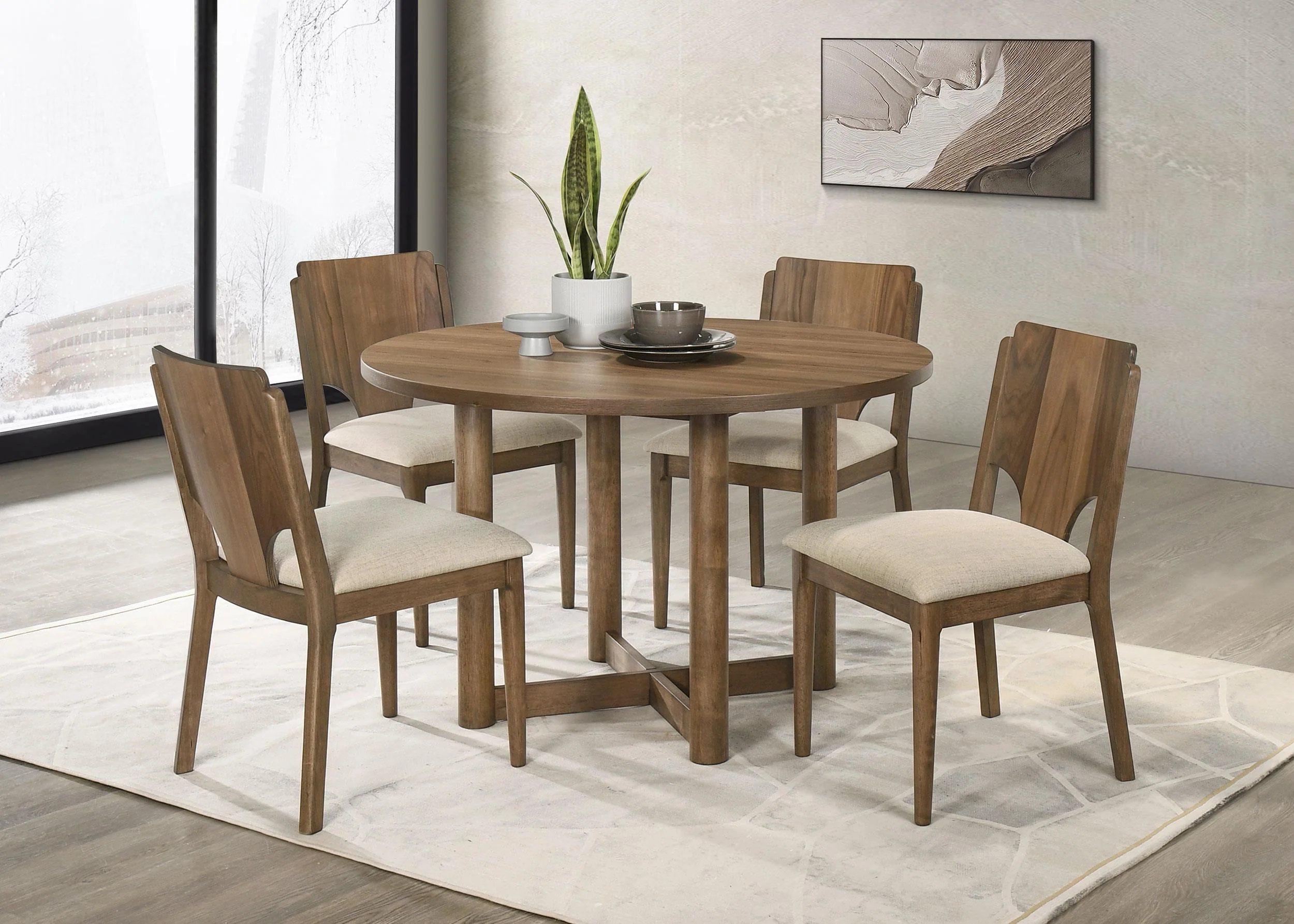 Crestmore Walnut Round Wood Dining Table - Image 8