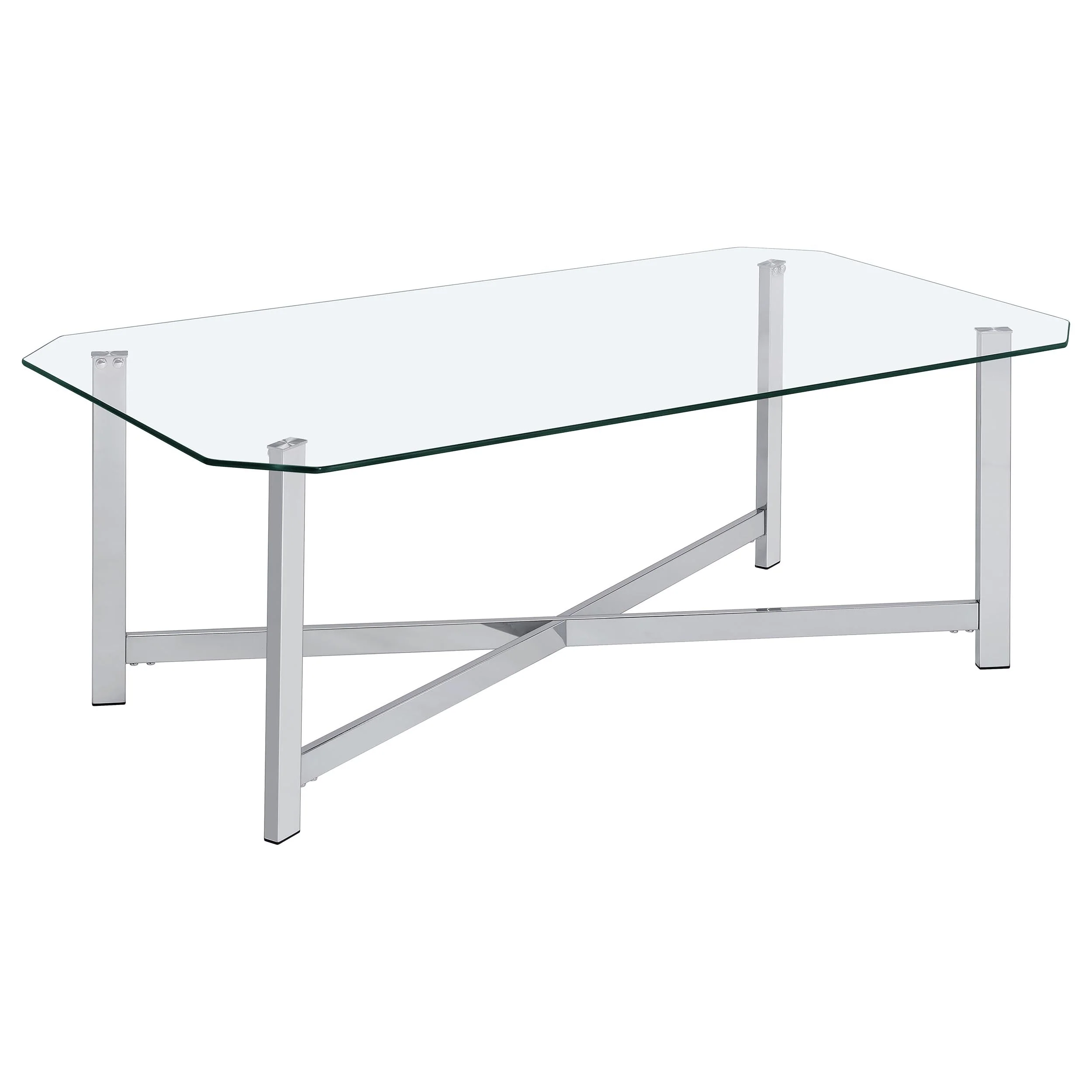 Cronin Chrome 2-piece Tempered Glass Top Coffee Table Set - Image 6