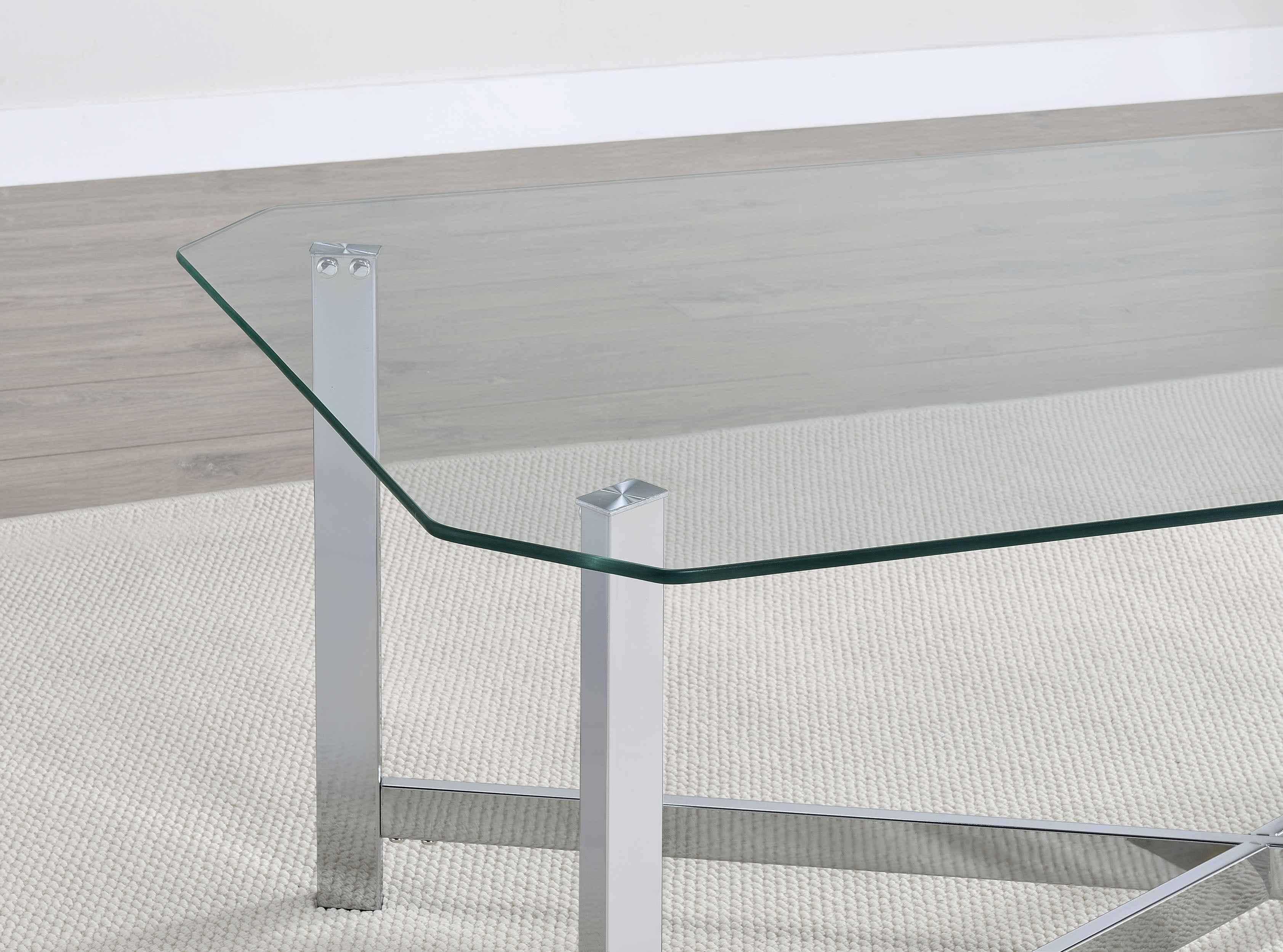 Cronin Chrome 2-piece Tempered Glass Top Coffee Table Set - Image 9
