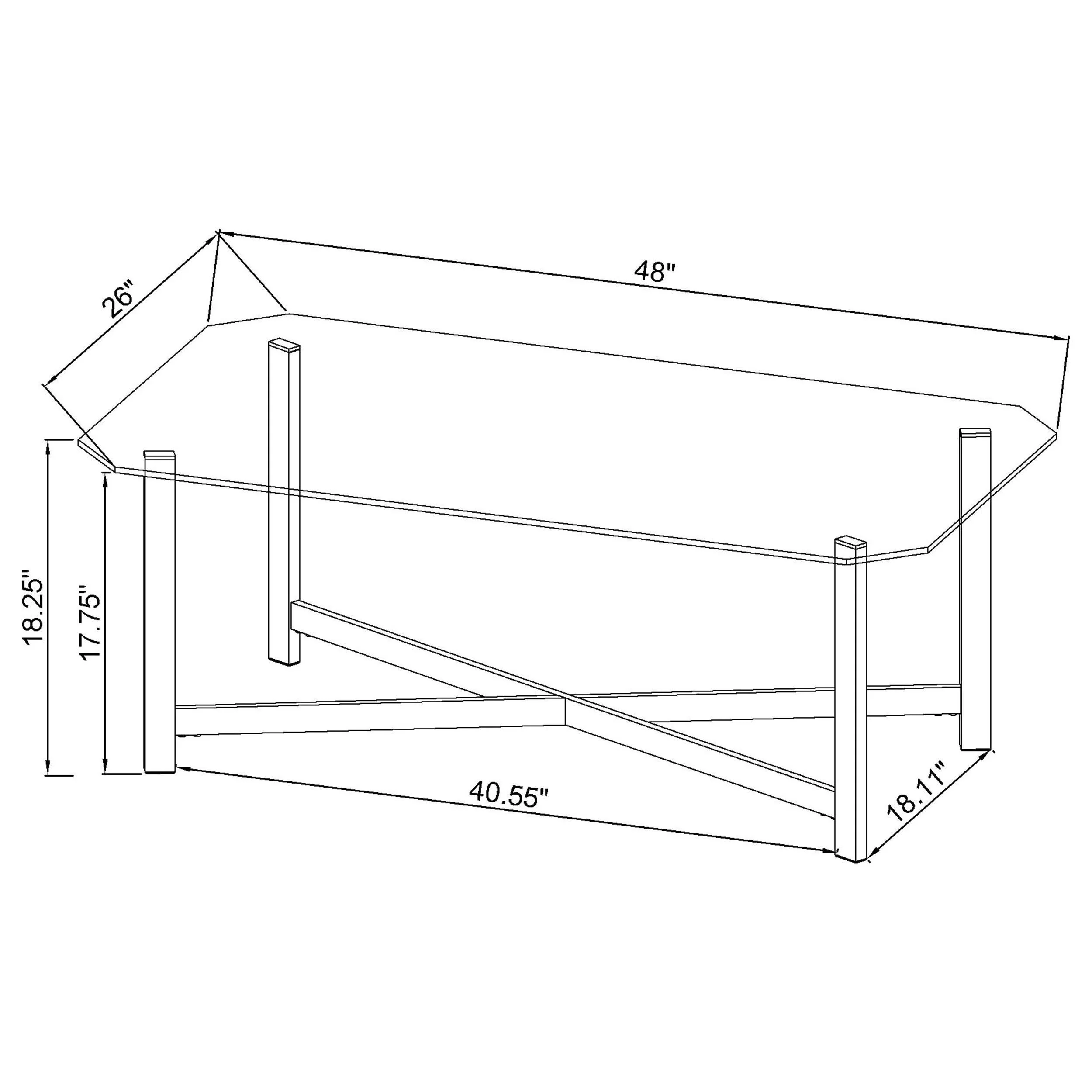 Cronin Chrome Rectangular Tempered Glass Top Cocktail Coffee Table - Image 6