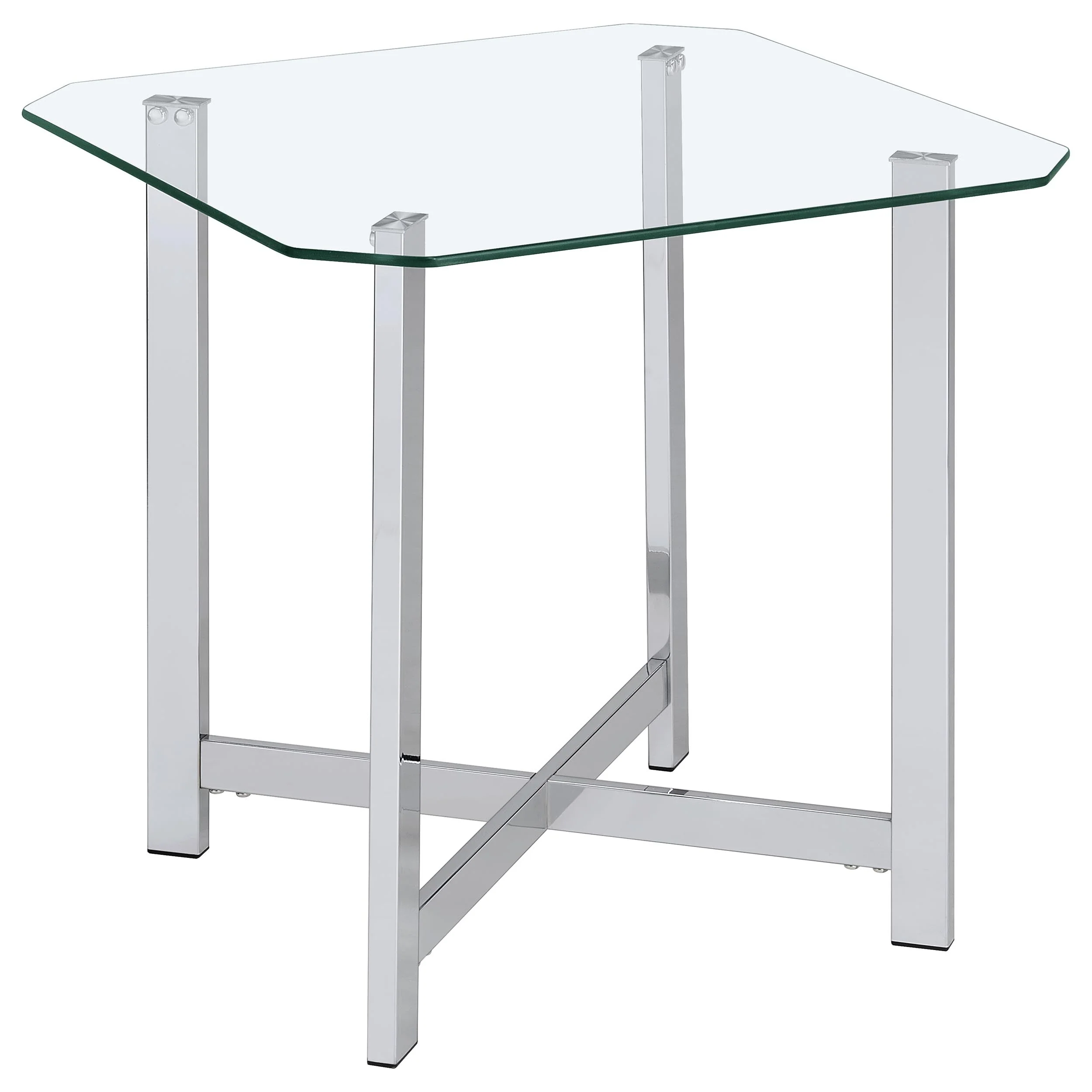 Cronin Chrome Square Tempered Glass Top Side End Table - Image 2