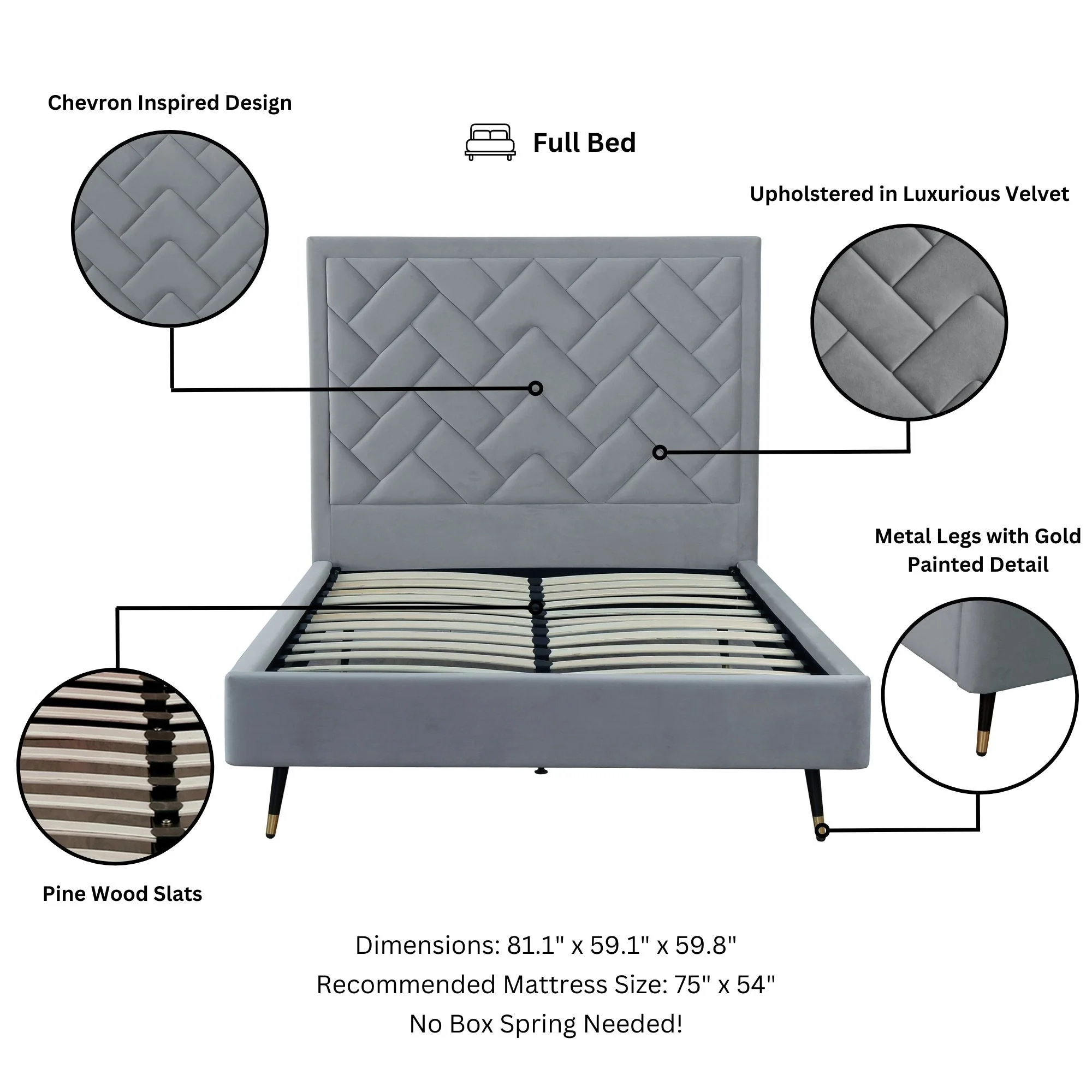 Crosby Full- Size Bed in Grey - Image 4