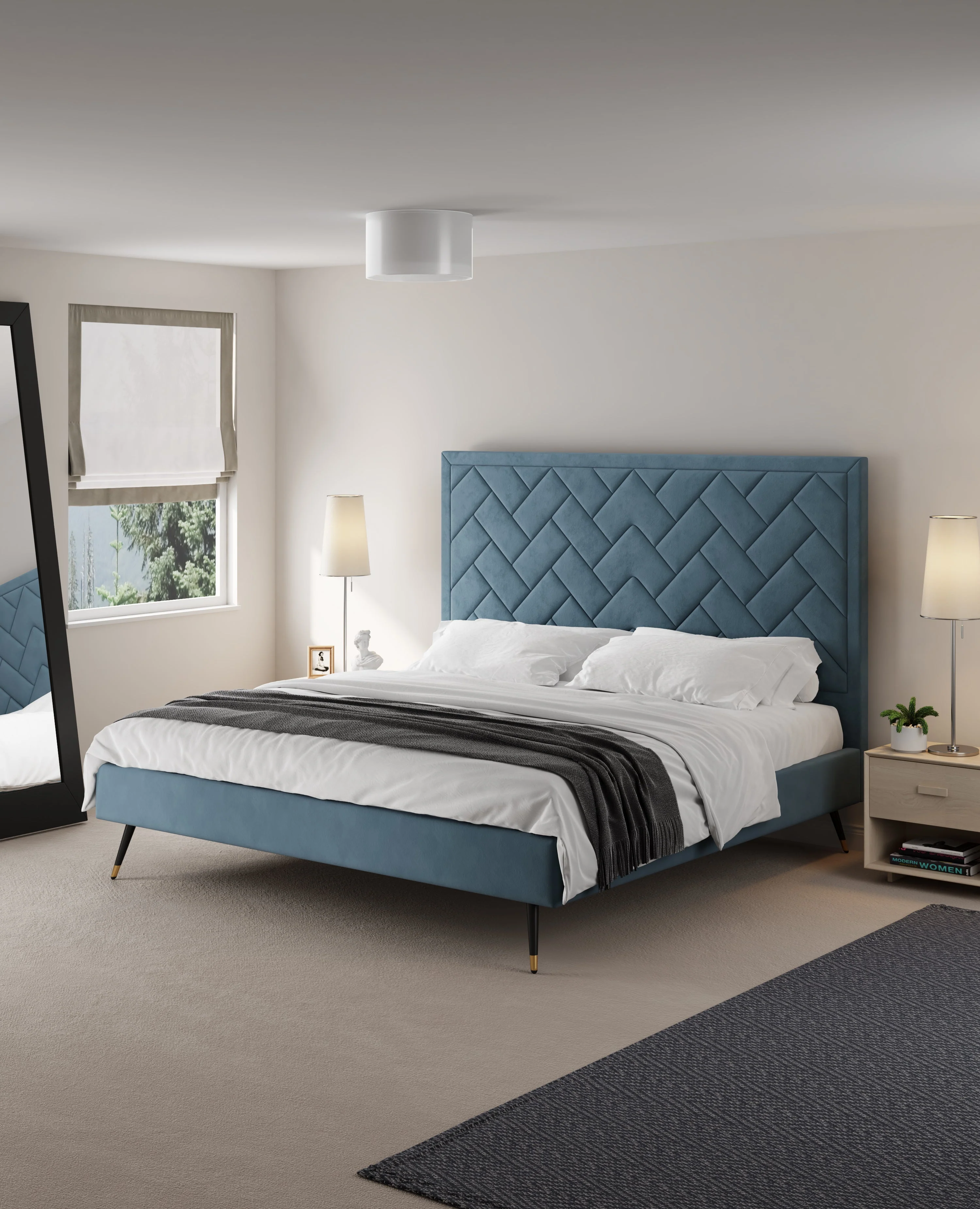 Crosby King-Size Bed in Blue - Image 2