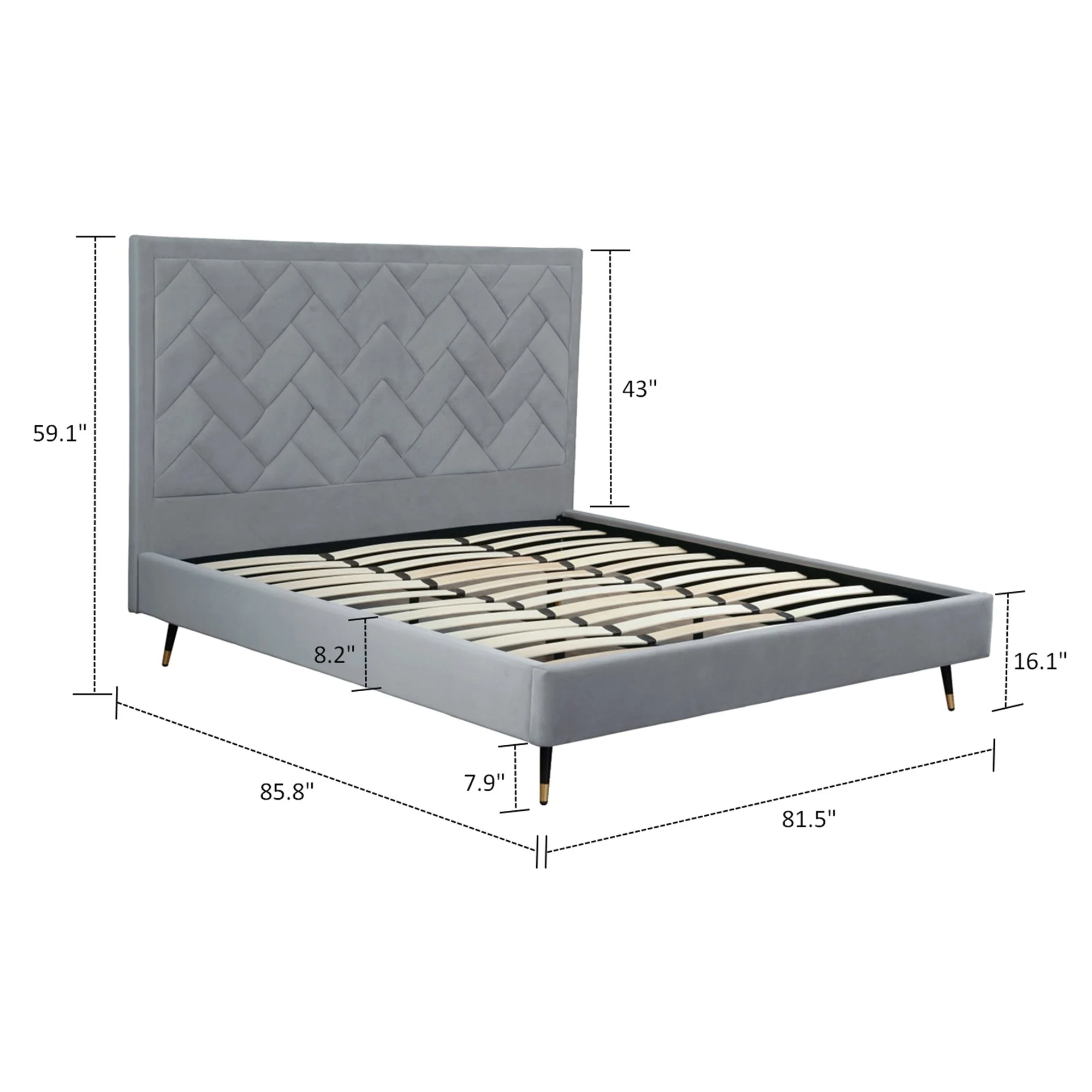 Crosby King-Size Bed in Grey - Image 3