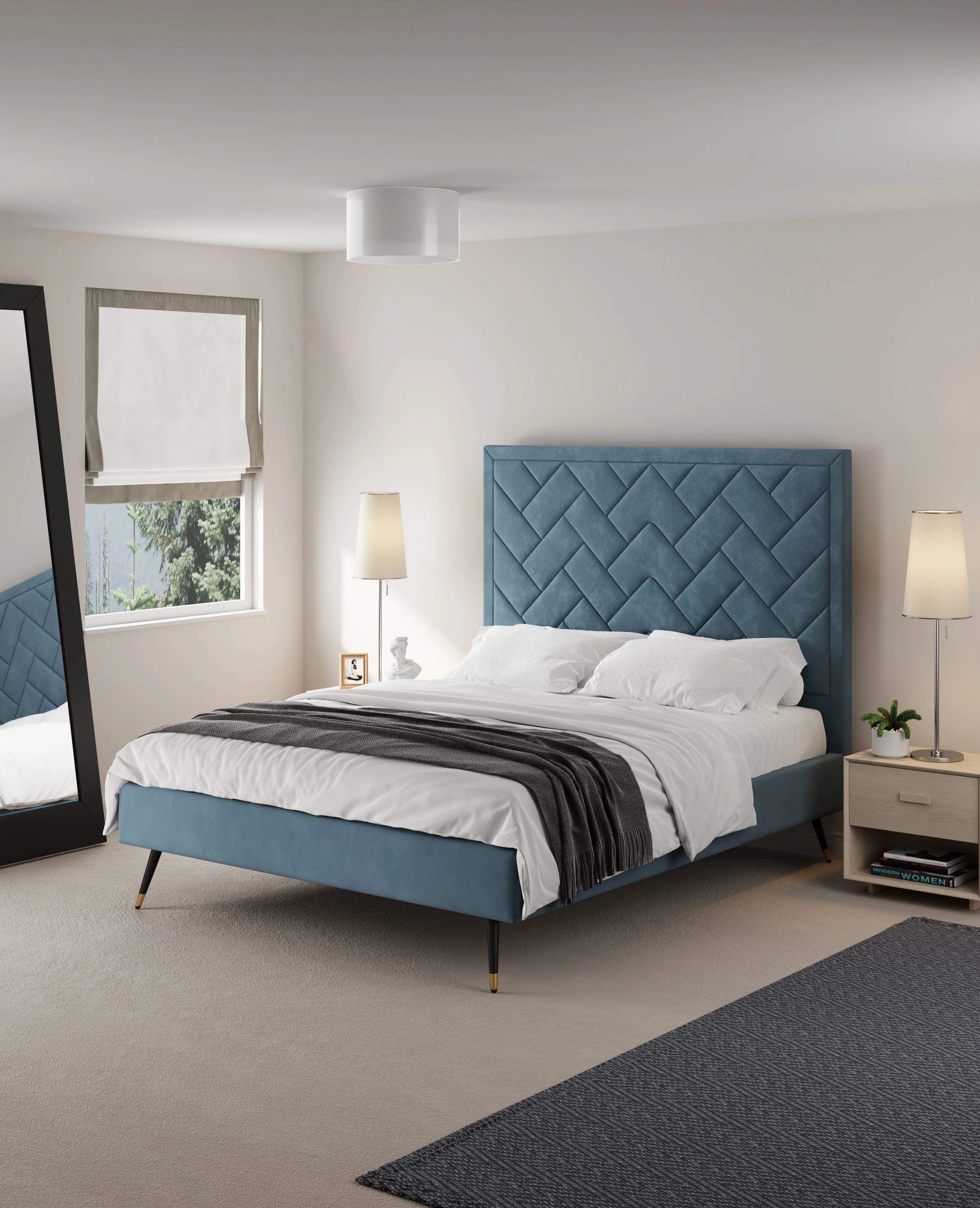 Crosby Queen-Size Bed in Blue - Image 2