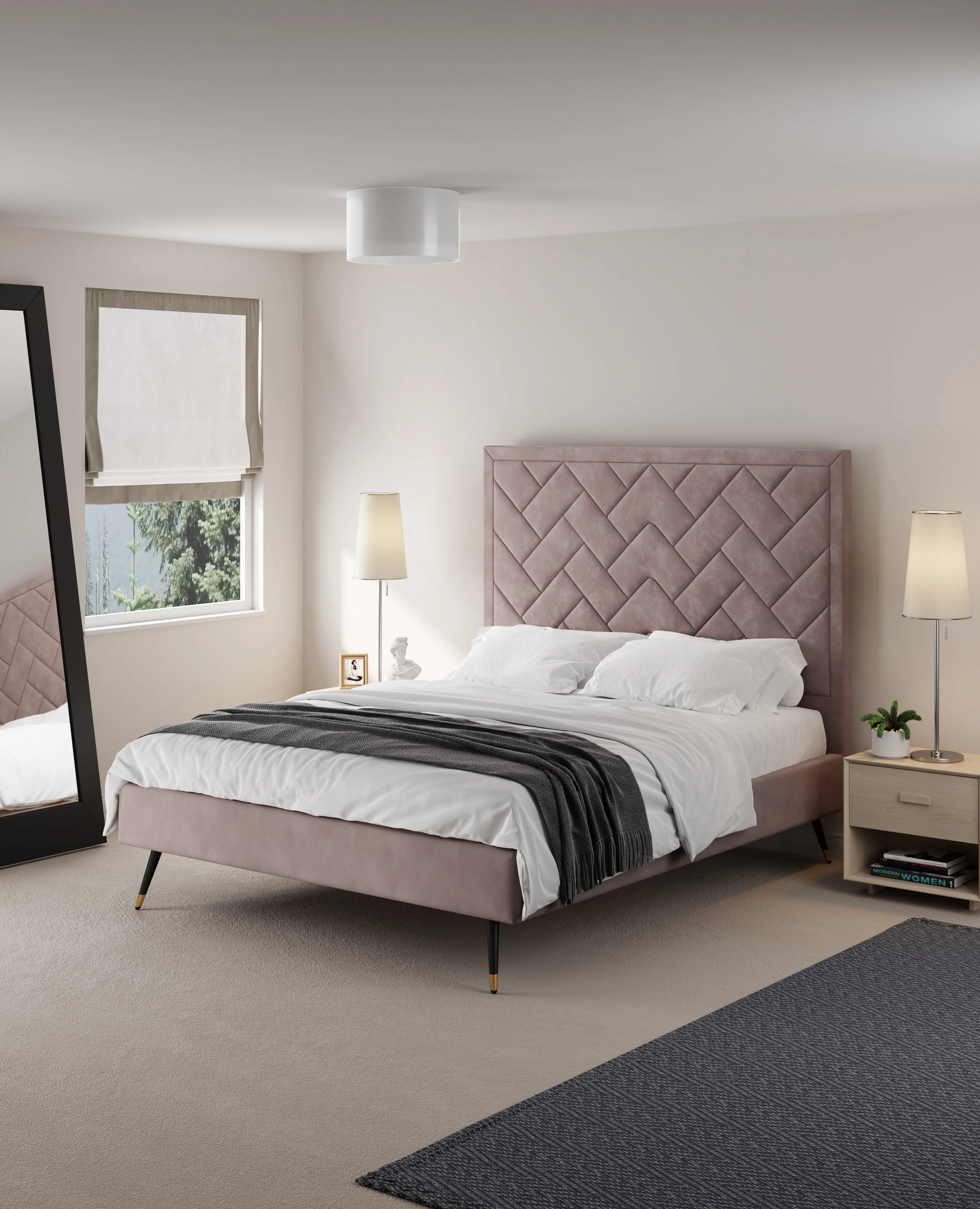 Crosby Queen-Size Bed in Blush - Image 2