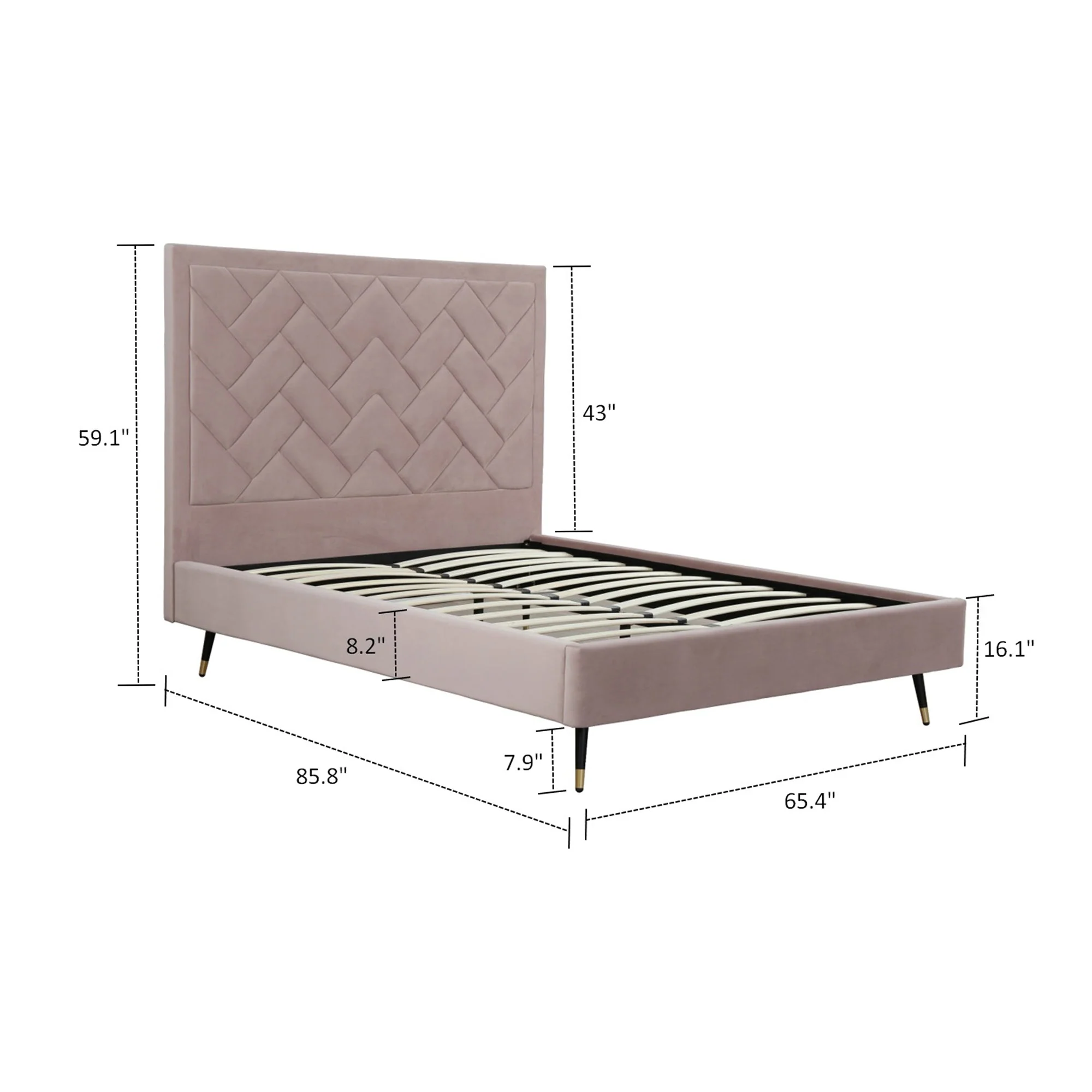 Crosby Queen-Size Bed in Blush - Image 3