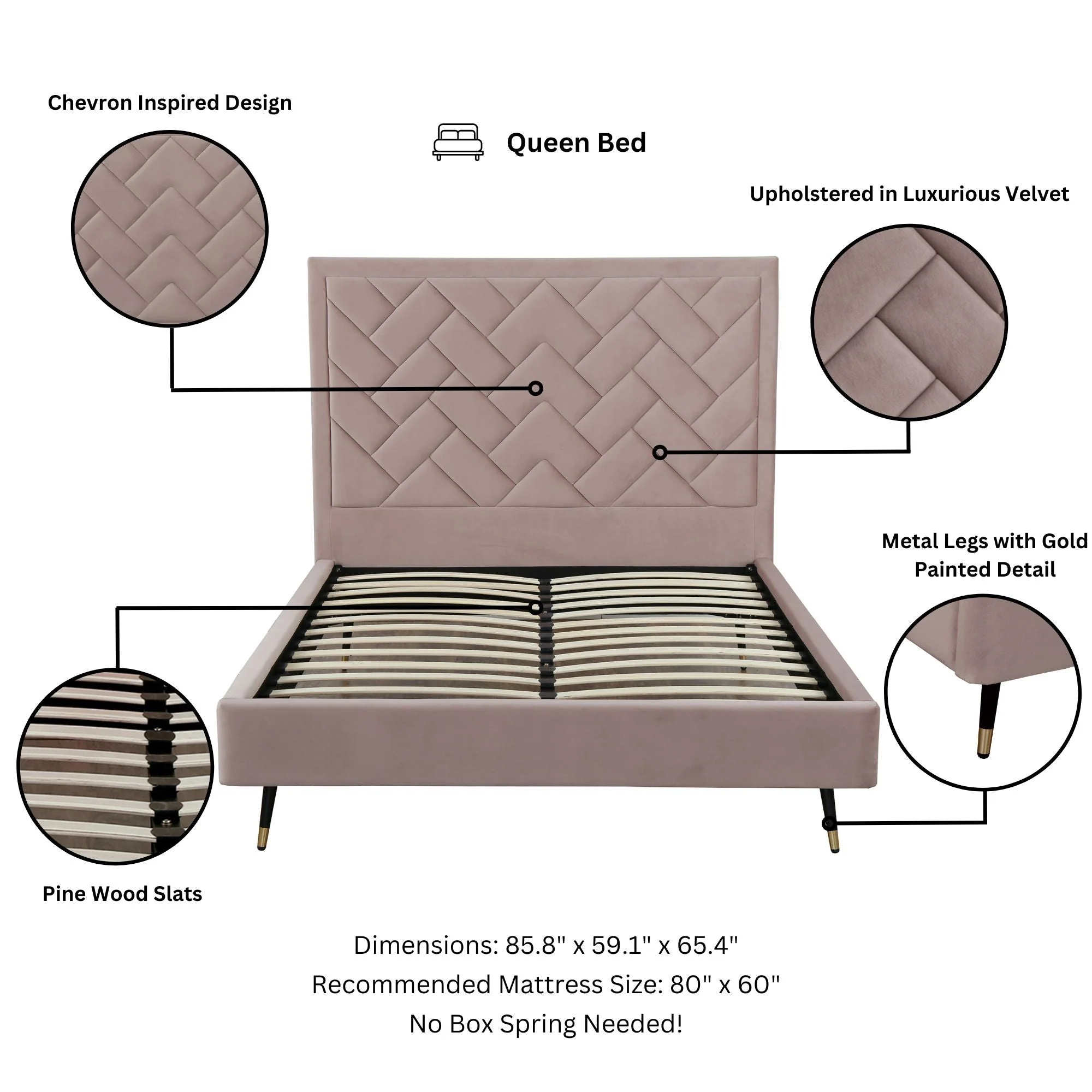 Crosby Queen-Size Bed in Blush - Image 4