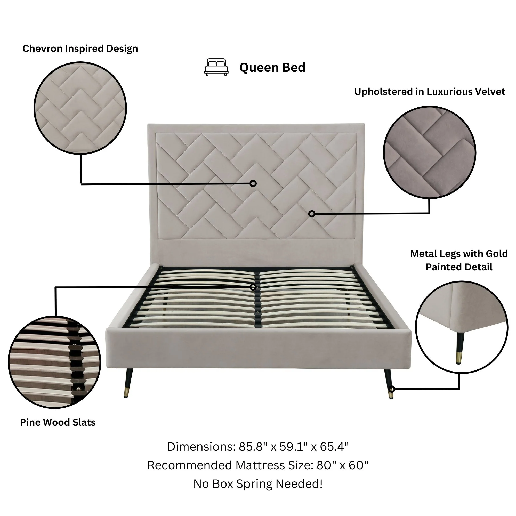 Crosby Queen-Size Bed in Greige - Image 4