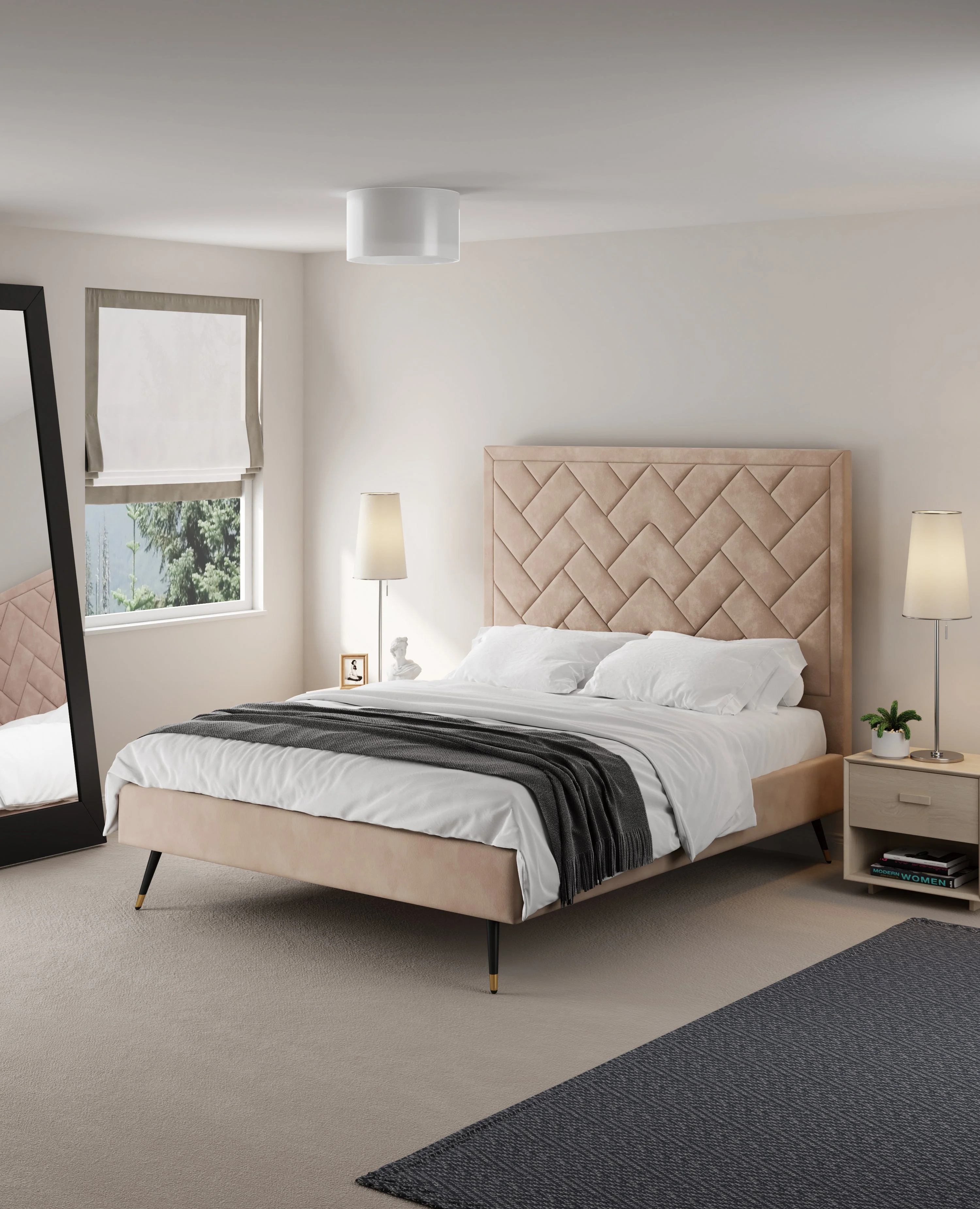 Crosby Queen-Size Bed in Nude - Image 2