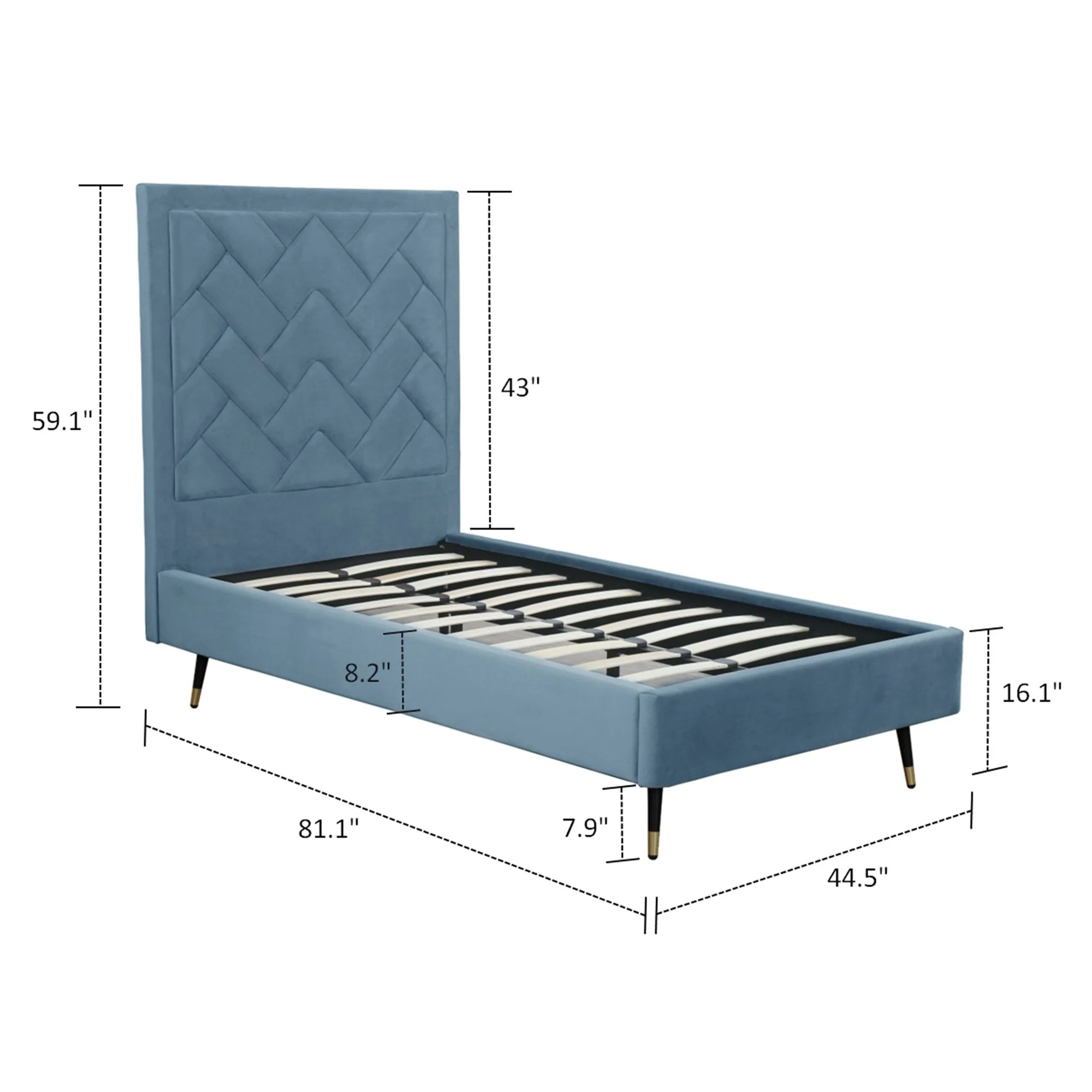 Crosby Twin-Size Bed in Blue - Image 3