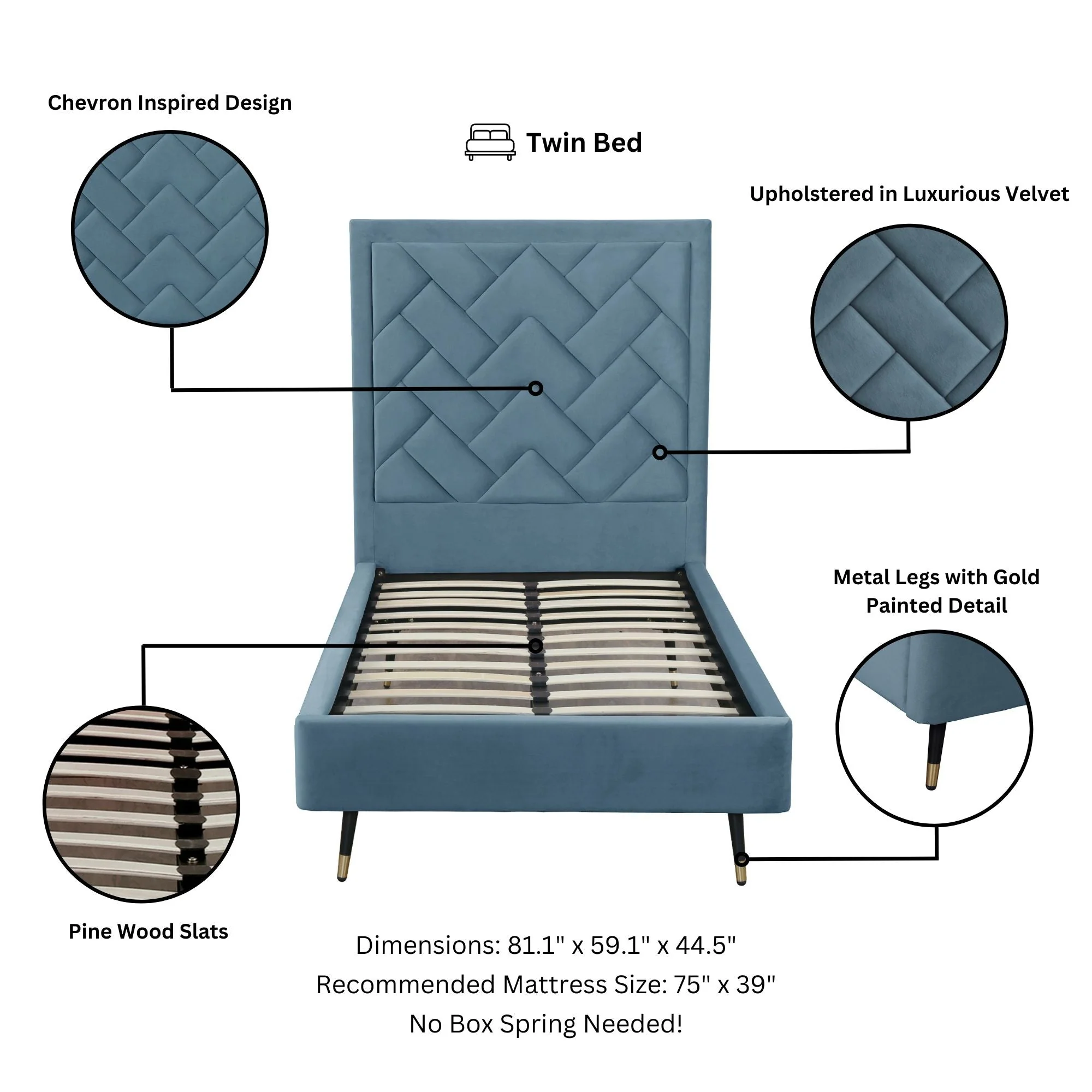 Crosby Twin-Size Bed in Blue - Image 4