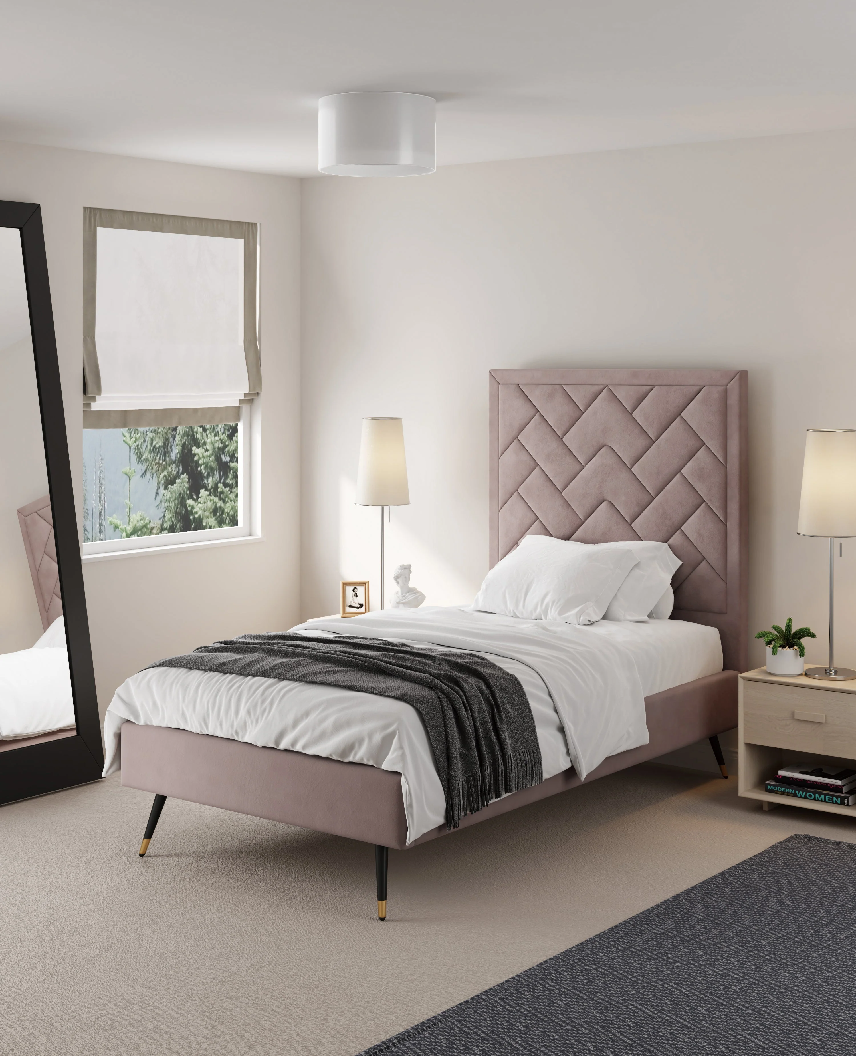 Crosby Twin-Size Bed in Blush - Image 2