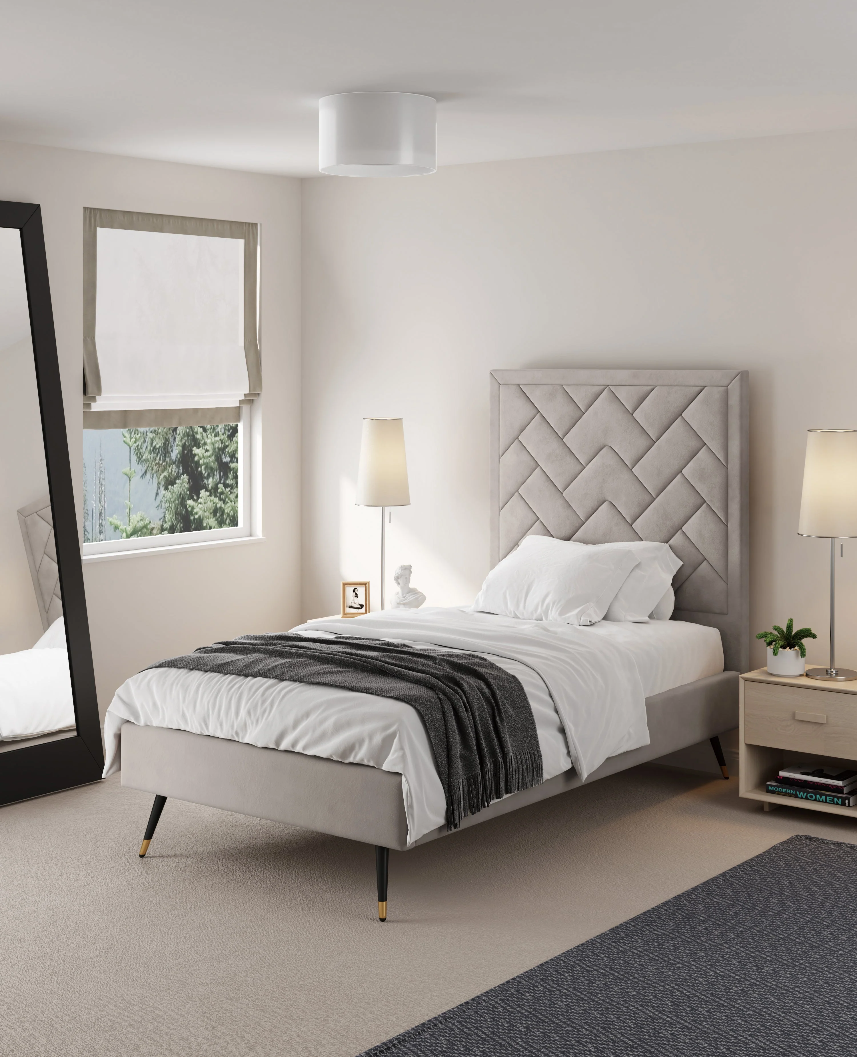 Crosby Twin-Size Bed in Greige - Image 2