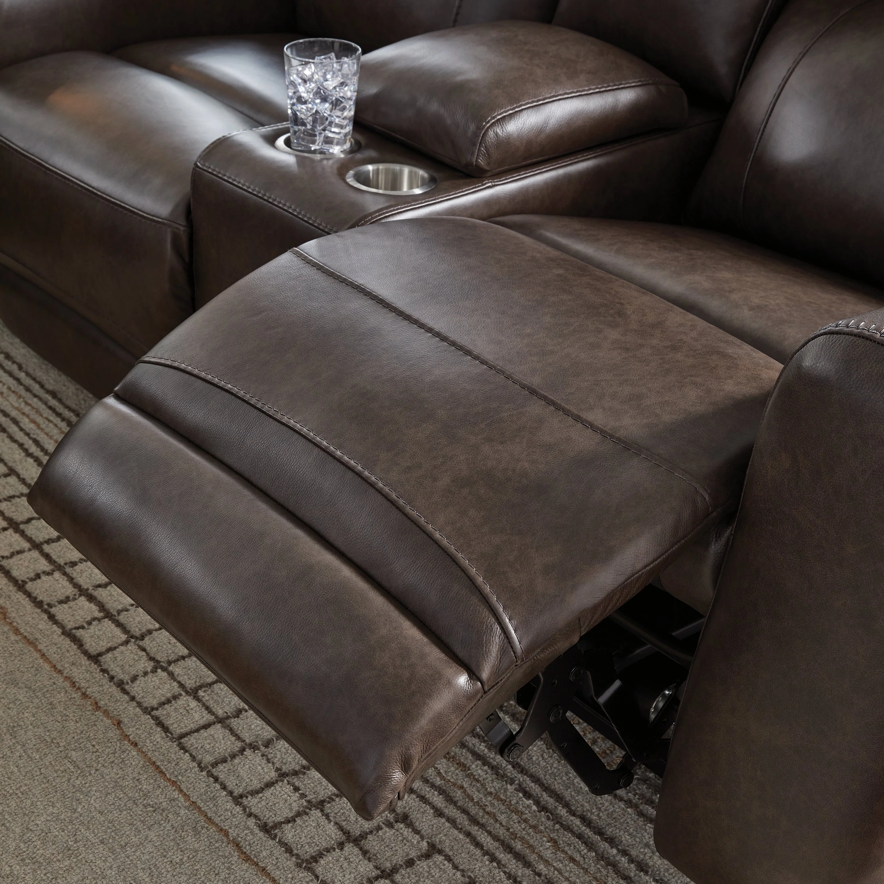 Crossplex Smoke Power Reclining Loveseat with Console - Image 7