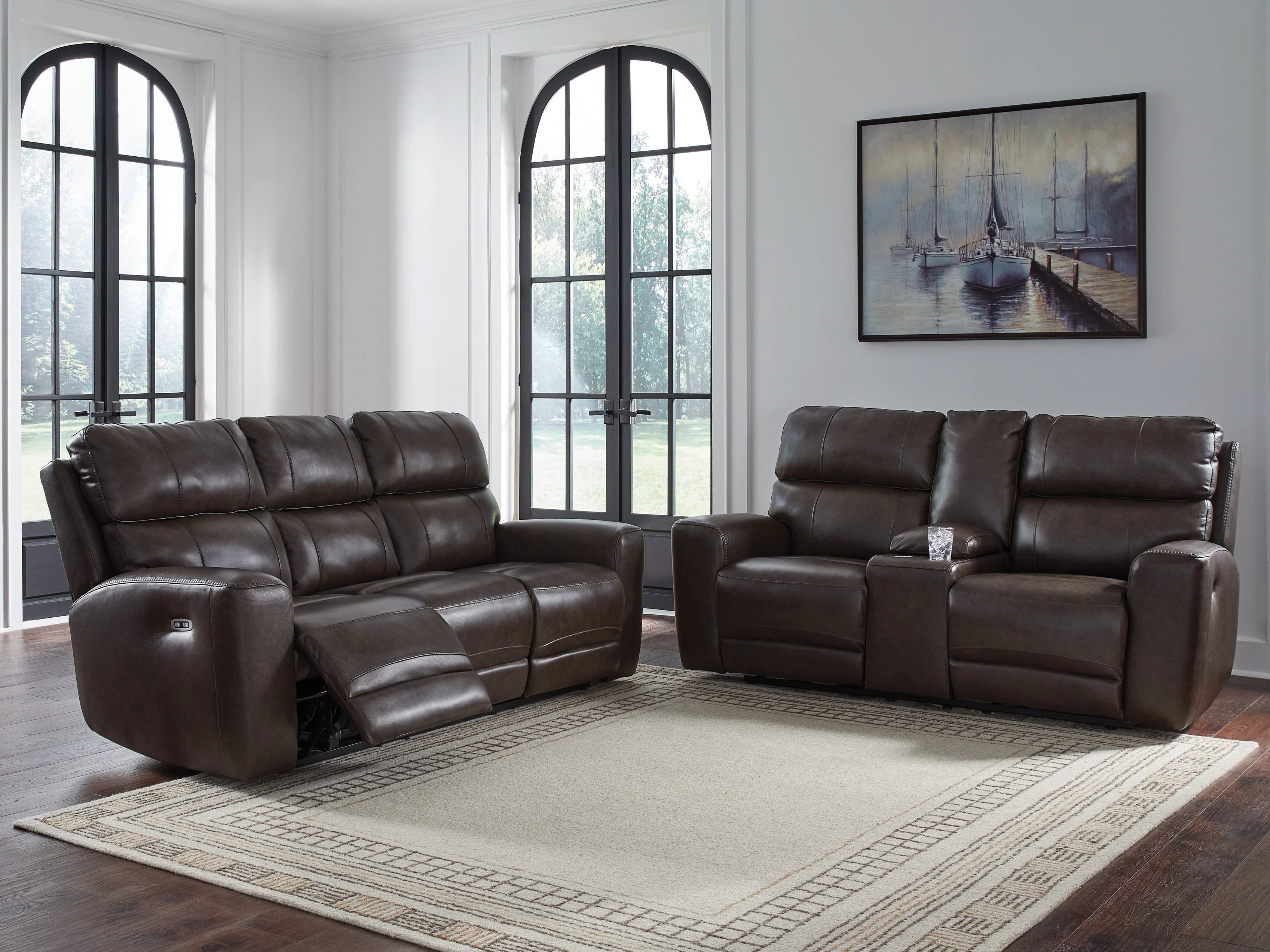 Crossplex Smoke Power Reclining Sofa and Loveseat - Image 2