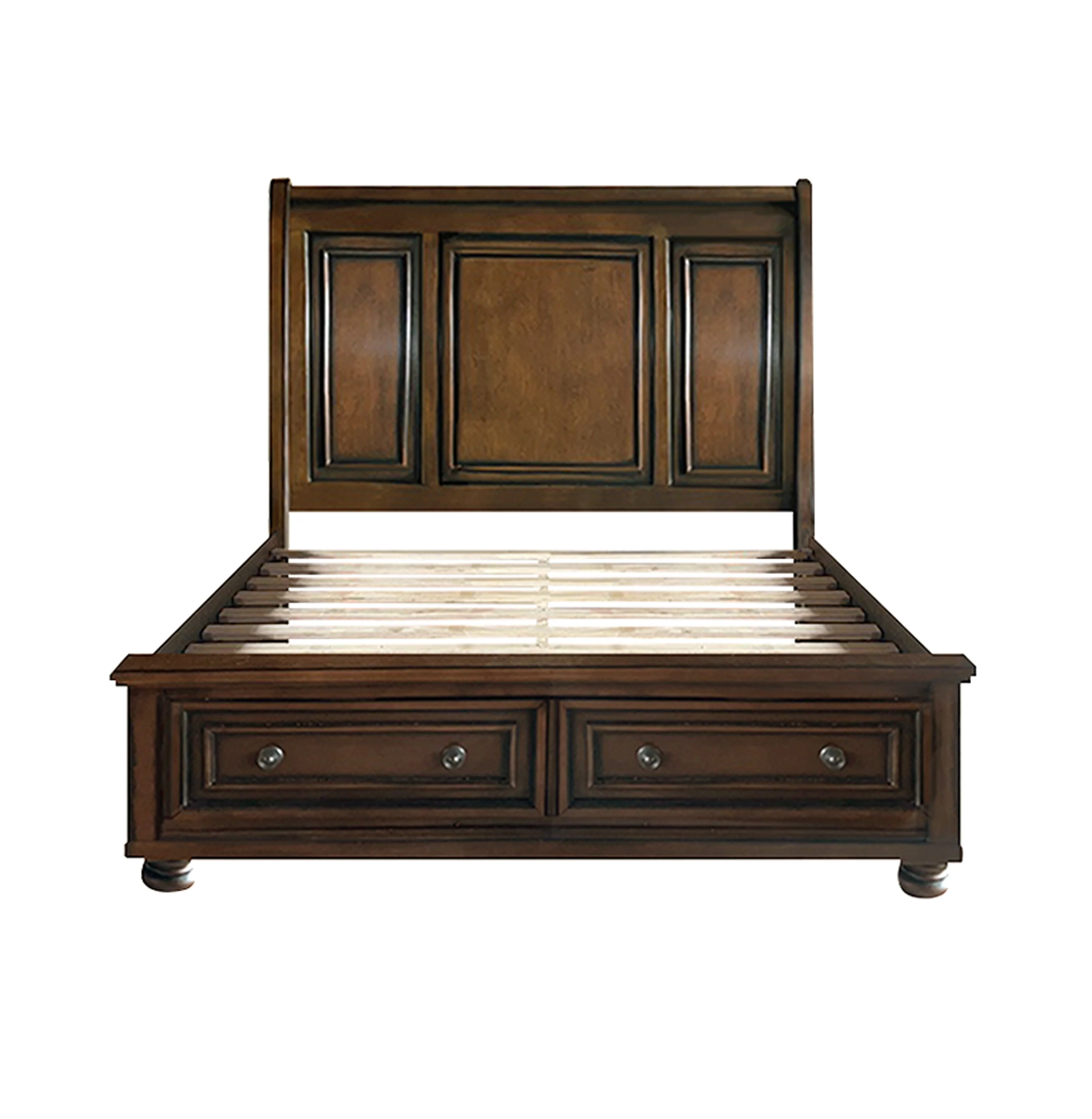 Cumberland Brown Cherry California King Sleigh Storage Platform Bed - Image 5
