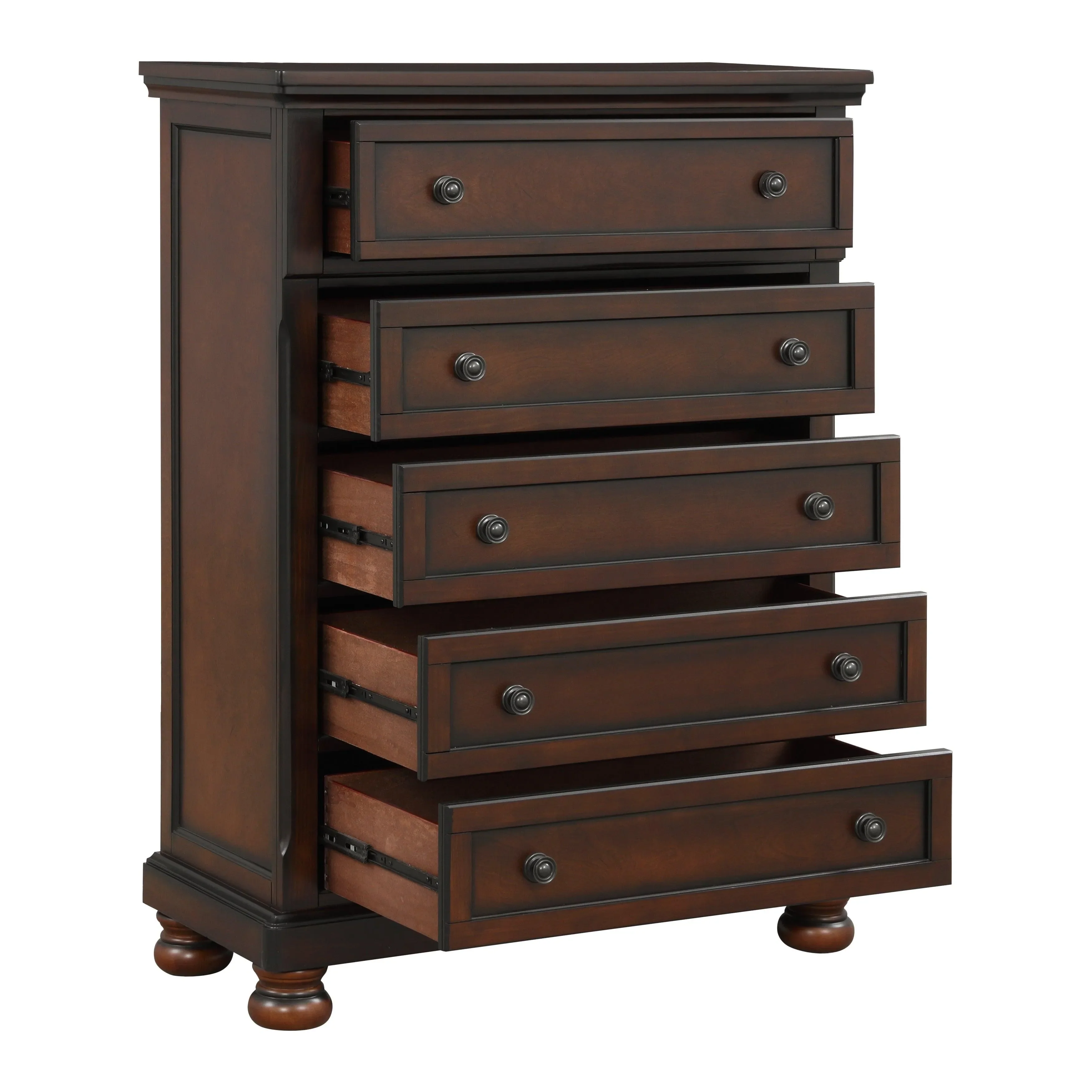 Cumberland Brown Cherry Sleigh Storage Platform Bedroom Set - Image 17