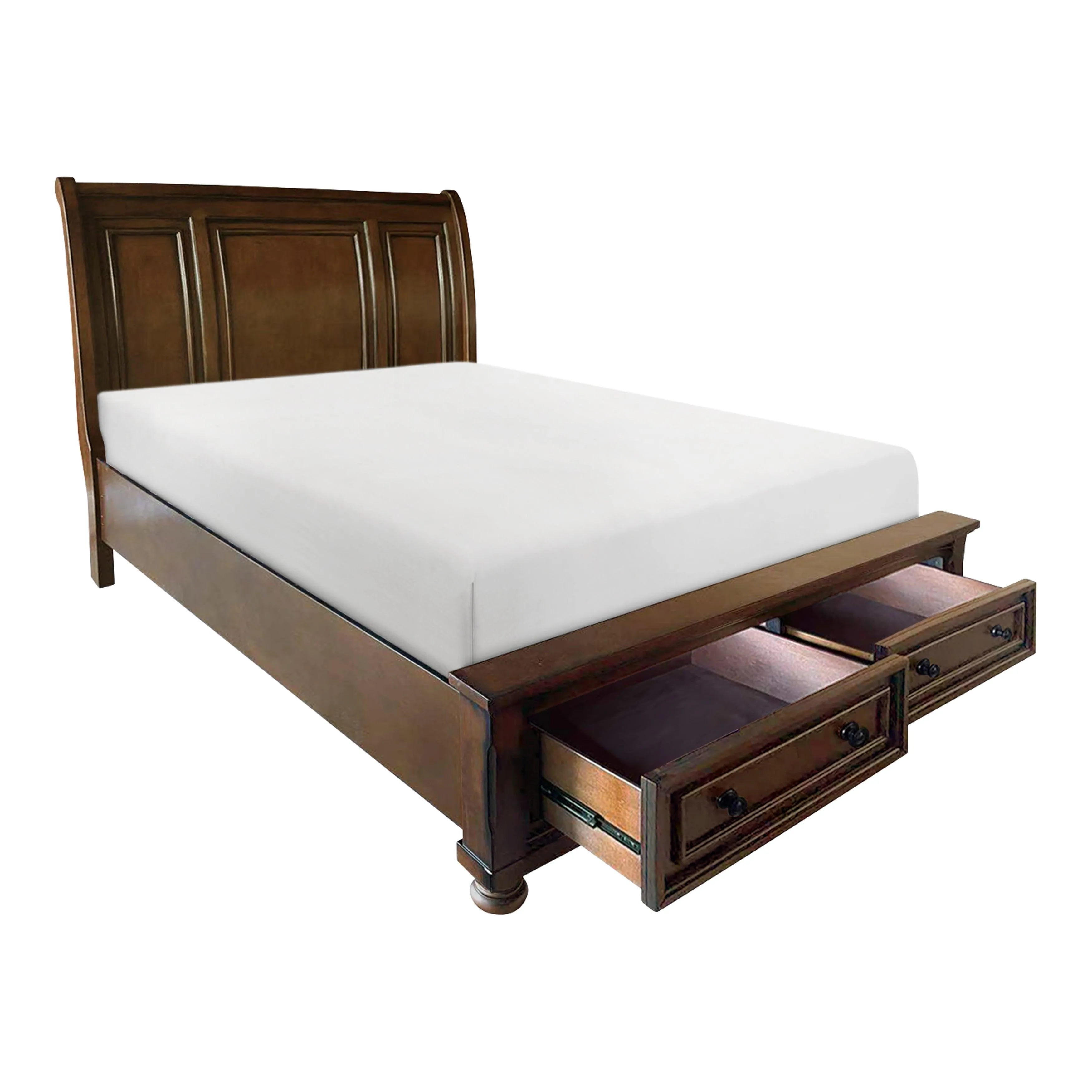 Cumberland Brown Cherry Sleigh Storage Platform Bedroom Set - Image 2