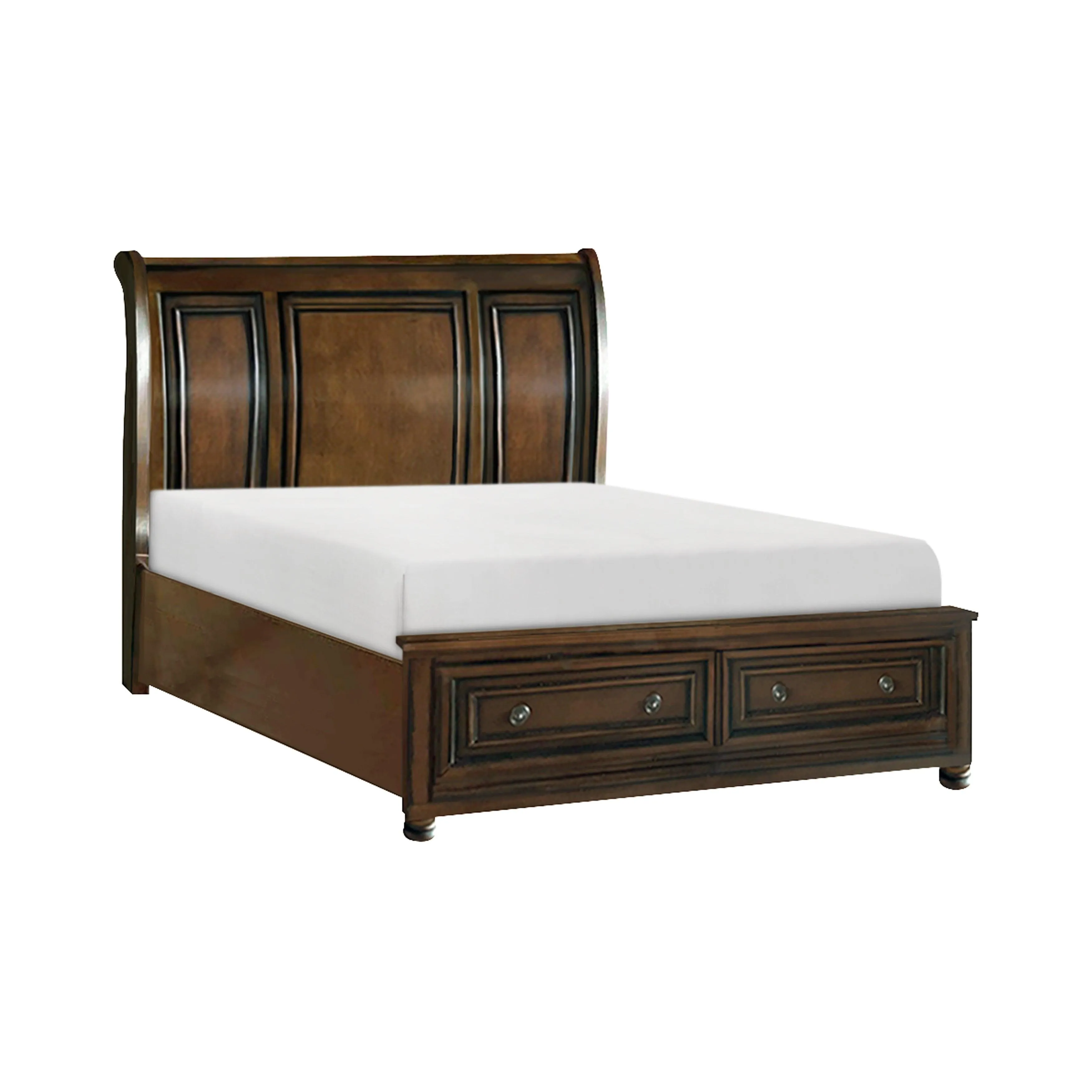 Cumberland Brown Cherry Sleigh Storage Platform Bedroom Set - Image 3