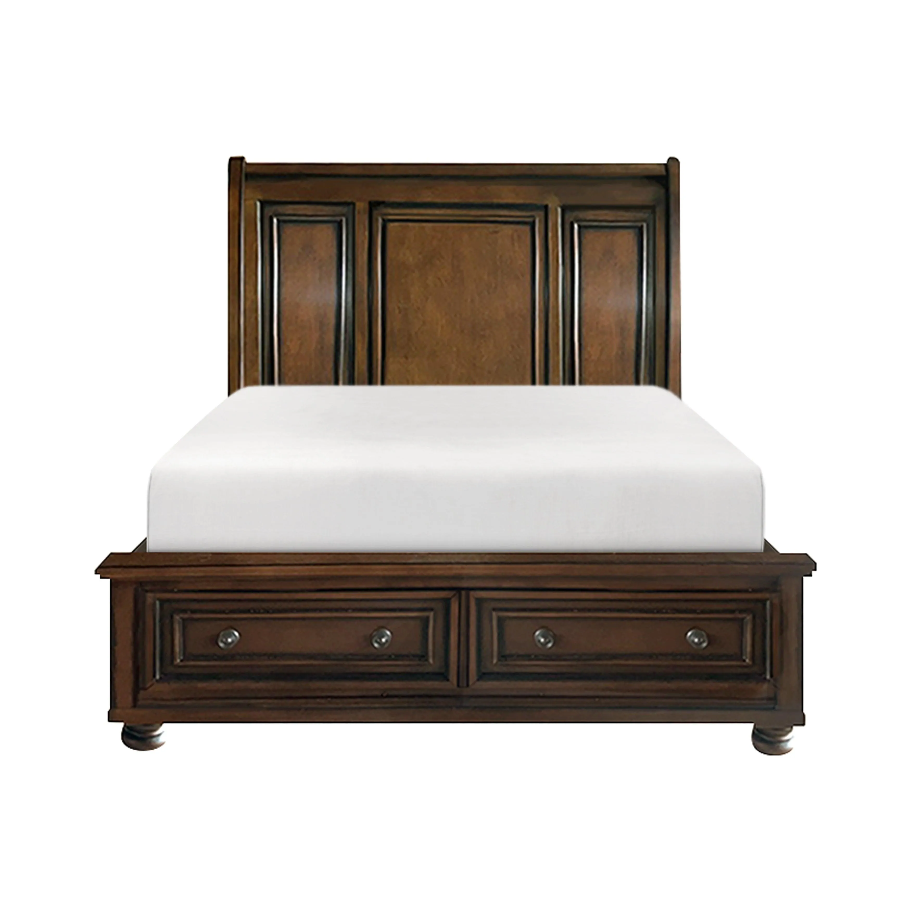 Cumberland Brown Cherry Sleigh Storage Platform Bedroom Set - Image 4