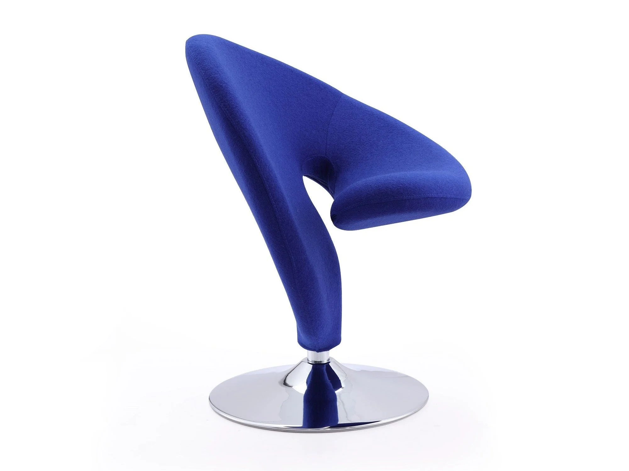 Curl Swivel Accent Chair in Blue and Polished Chrome