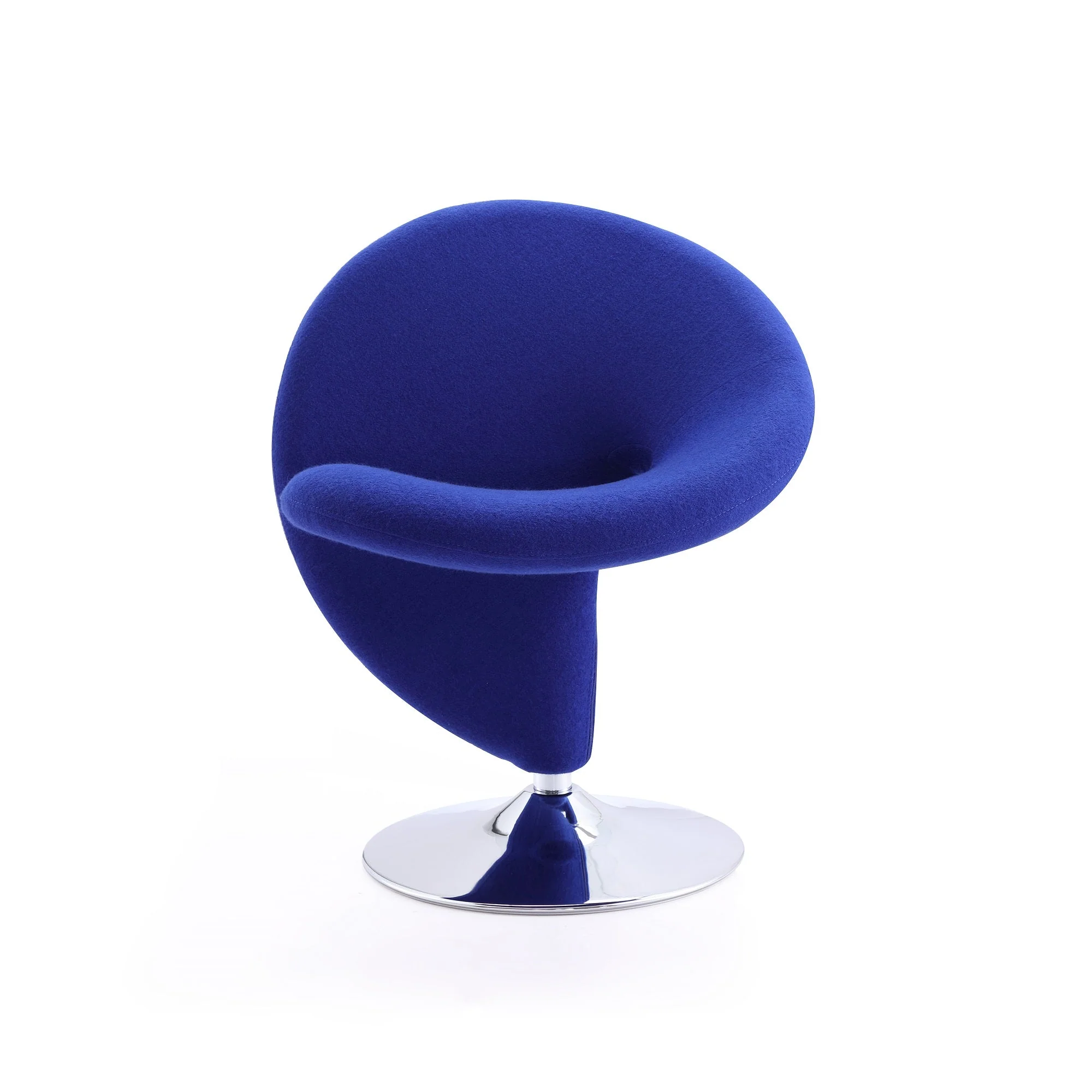 Curl Swivel Accent Chair in Blue and Polished Chrome - Image 4