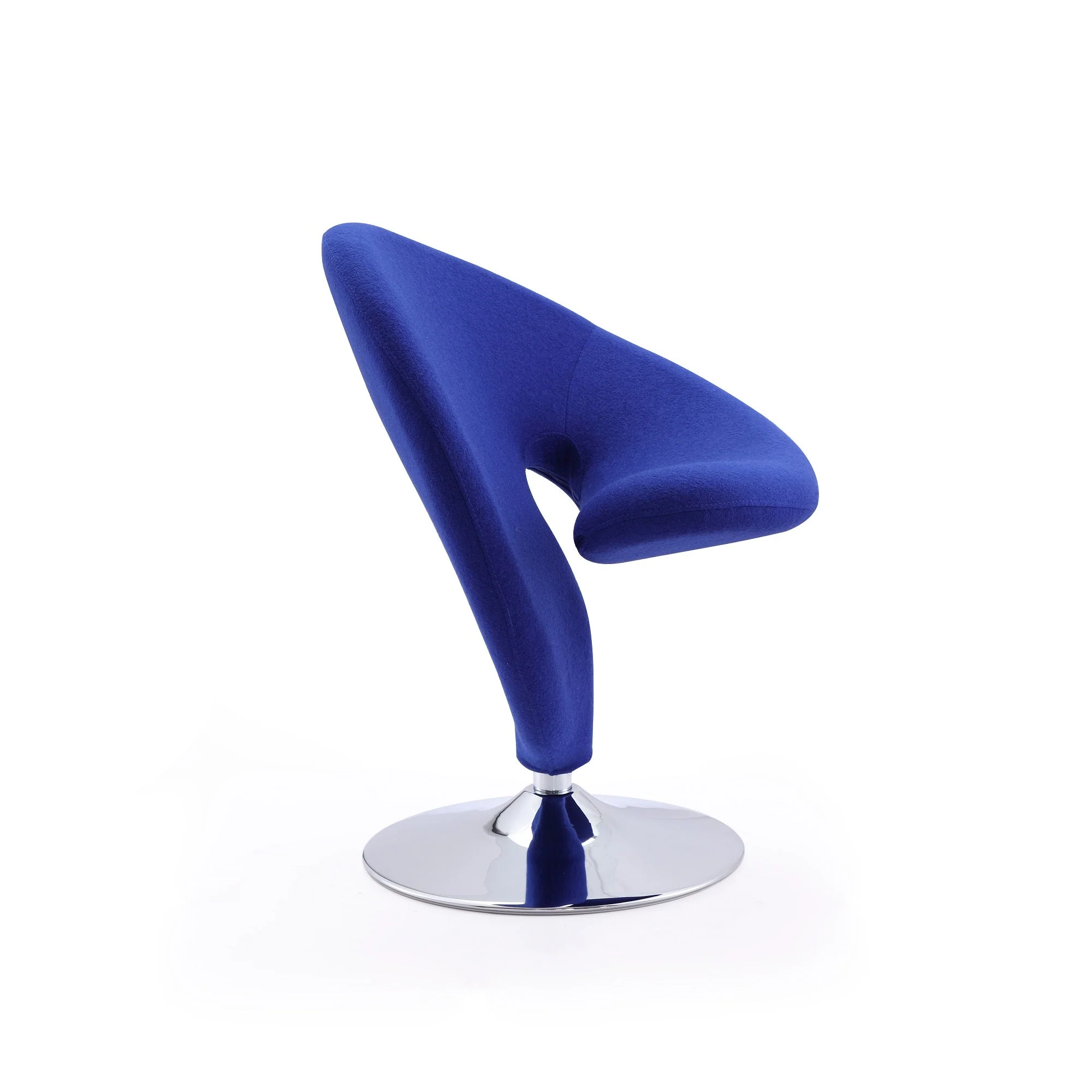 Curl Swivel Accent Chair in Blue and Polished Chrome (set of 2) - Image 3