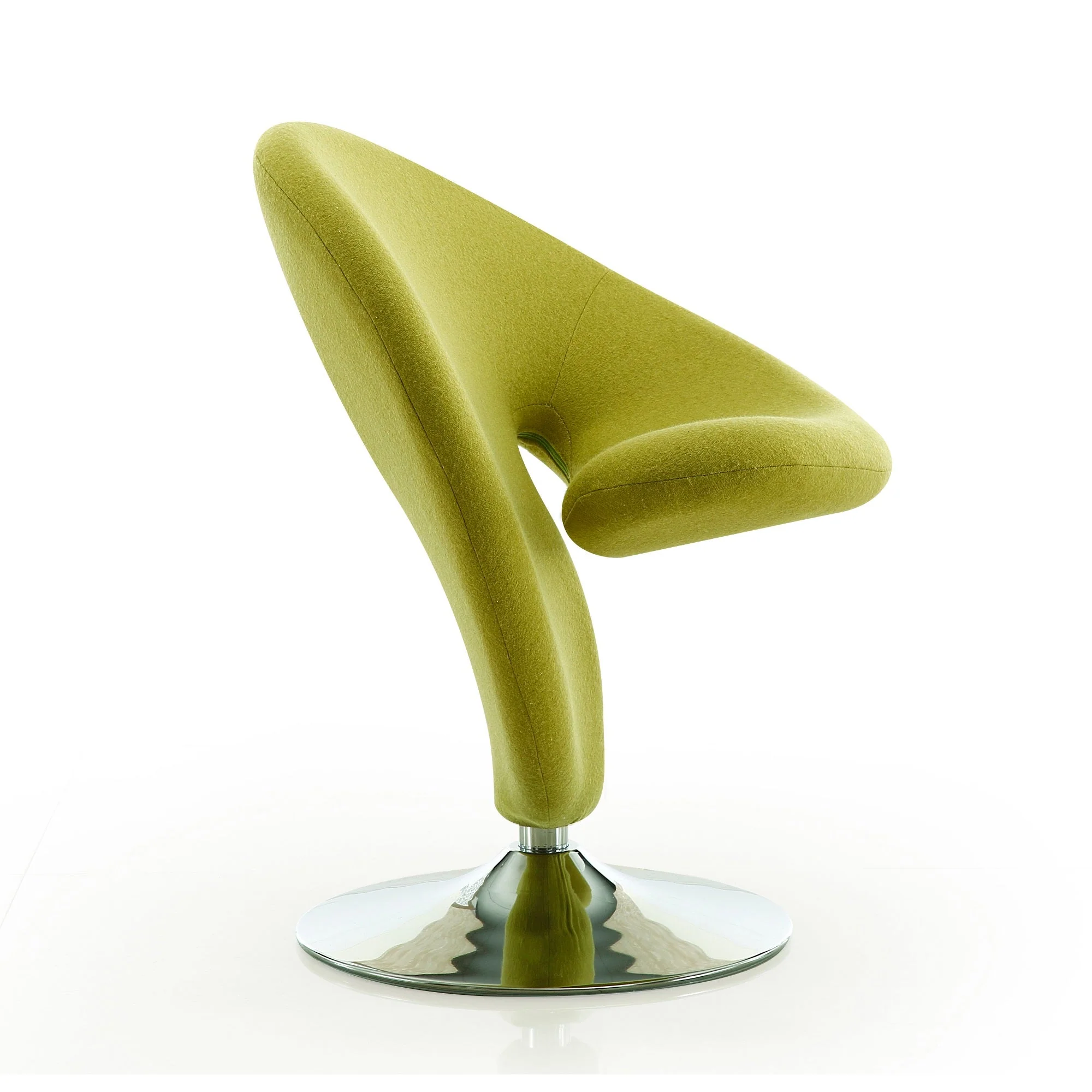 Curl Swivel Accent Chair in Green and Polished Chrome (set of 2) - Image 4