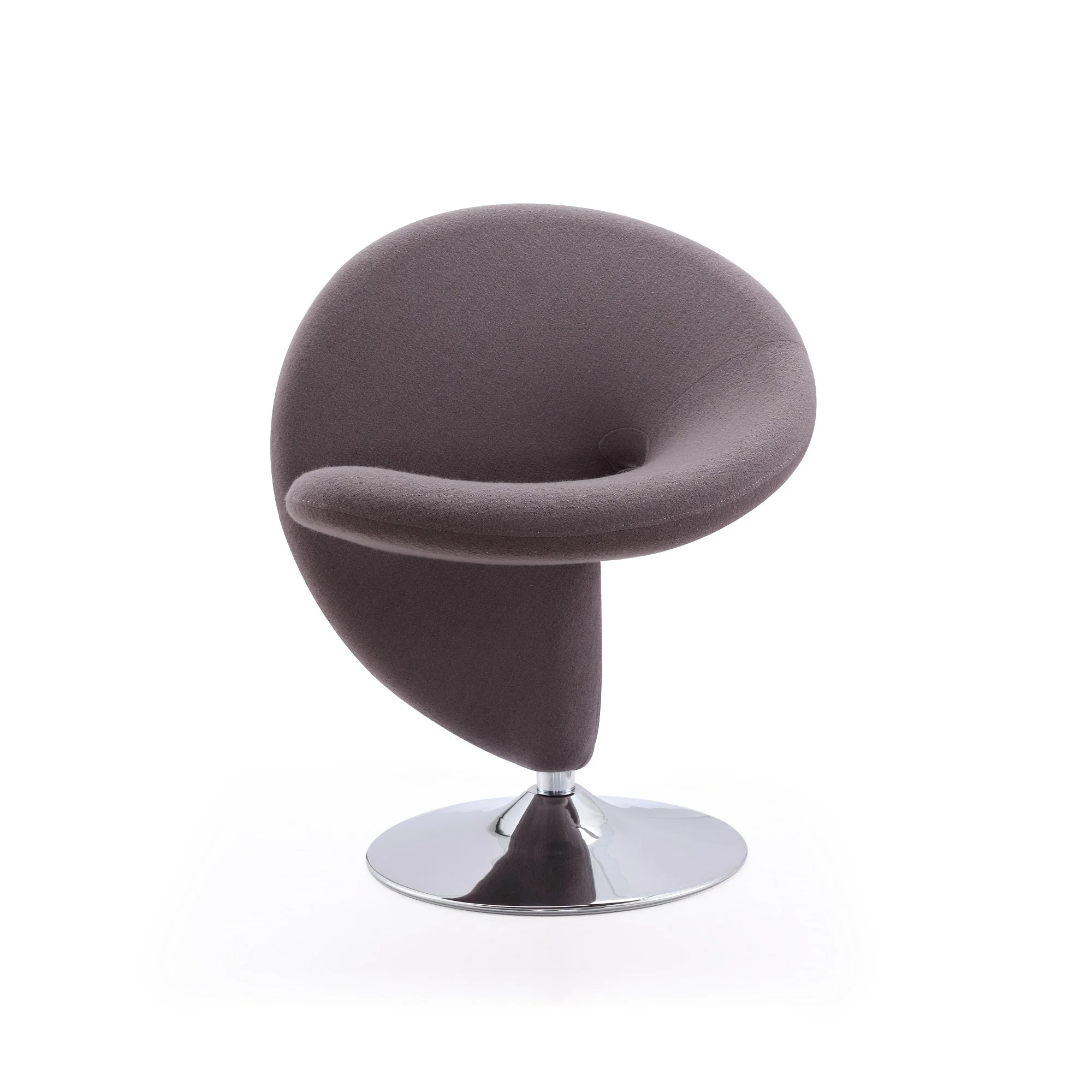 Curl Swivel Accent Chair in Grey and Polished Chrome - Image 4