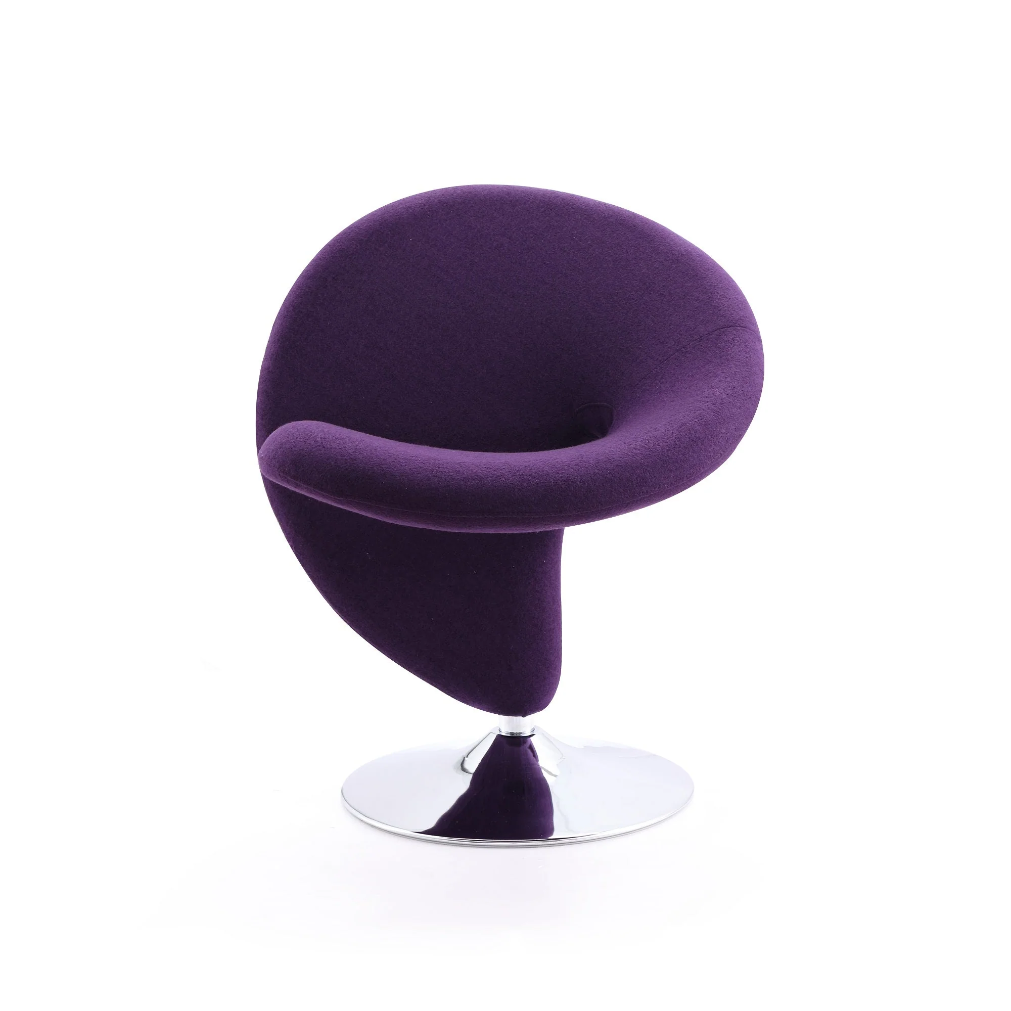 Curl Swivel Accent Chair in Purple and Polished Chrome - Image 4