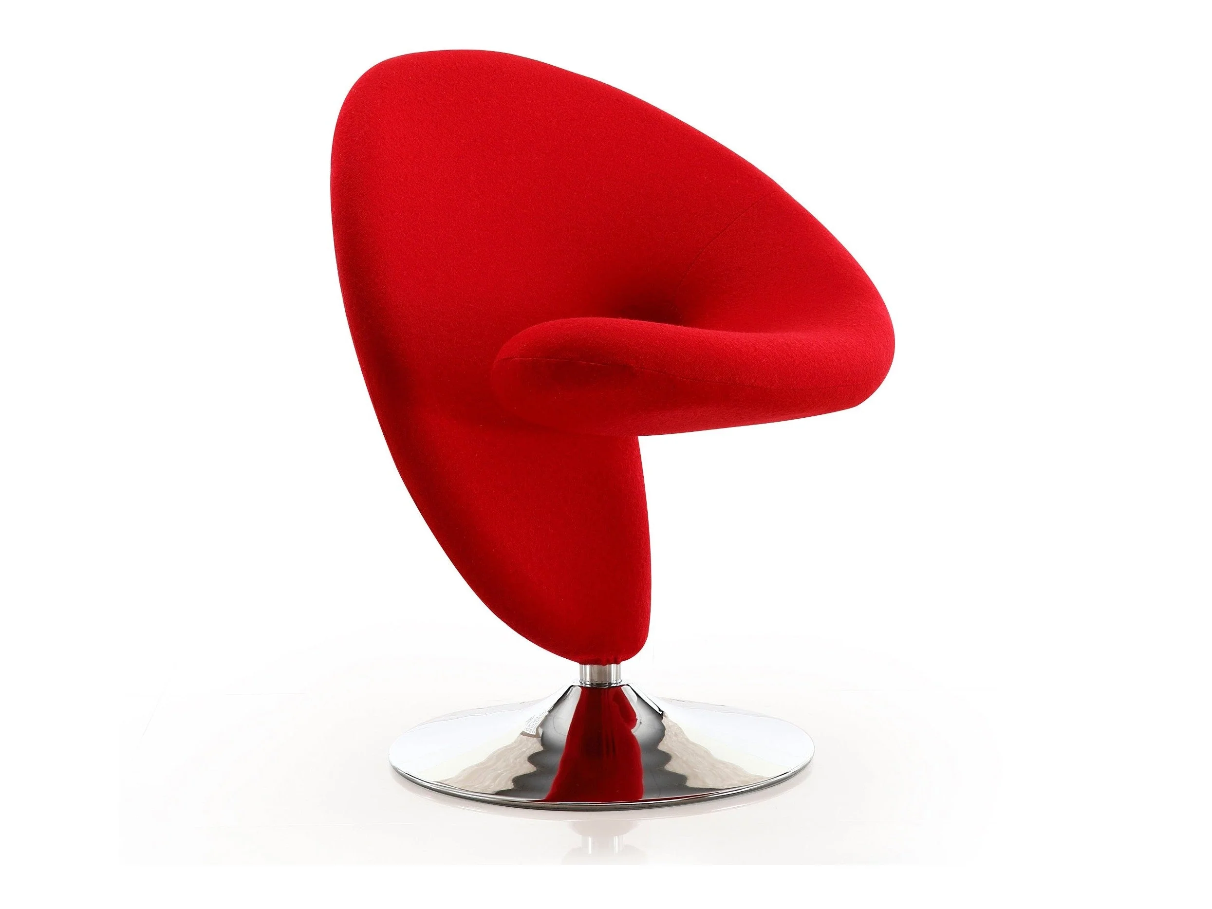 Curl Swivel Accent Chair in Red and Polished Chrome