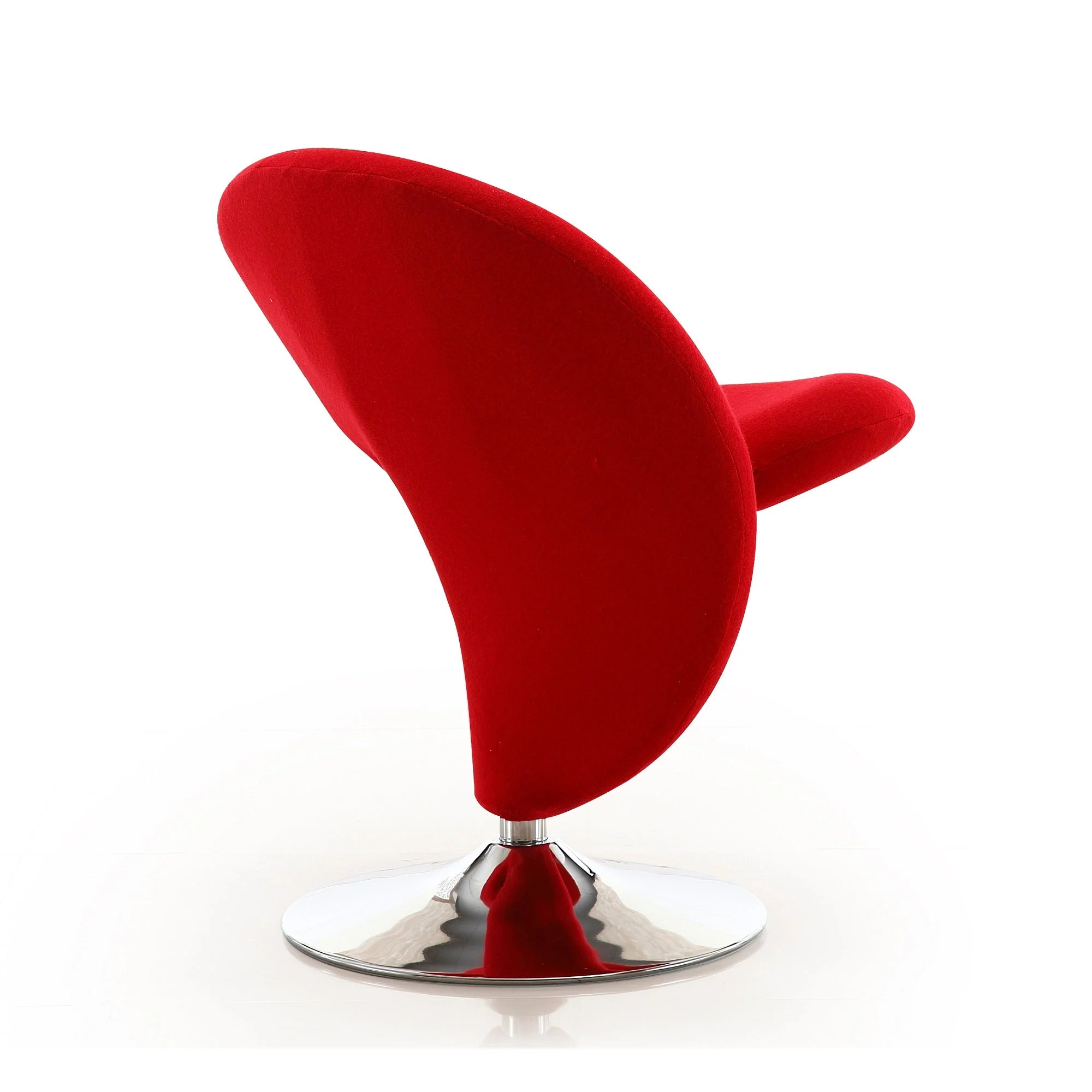 Curl Swivel Accent Chair in Red and Polished Chrome - Image 5