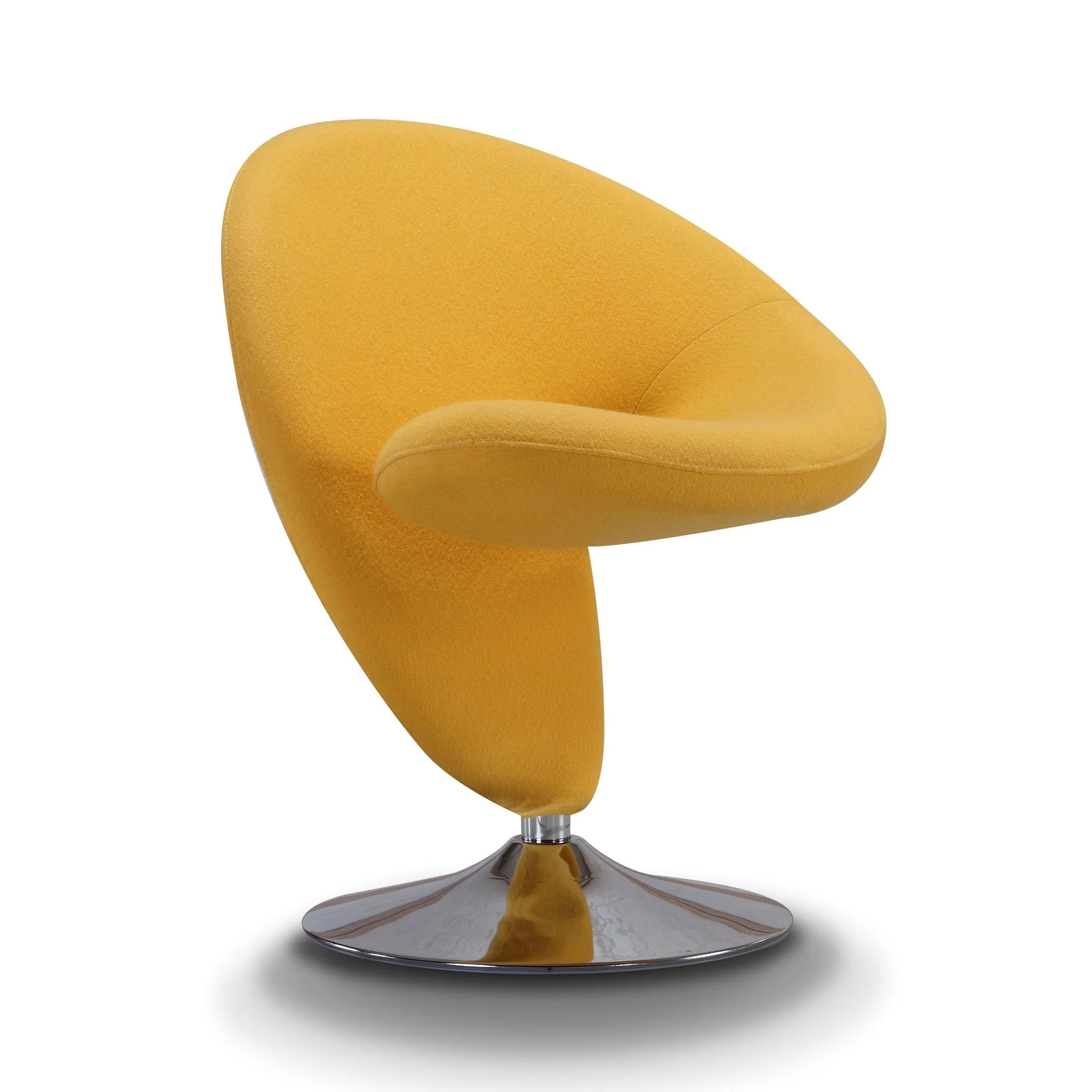 Curl Swivel Accent Chair in Yellow and Polished Chrome (set of 2) - Image 3